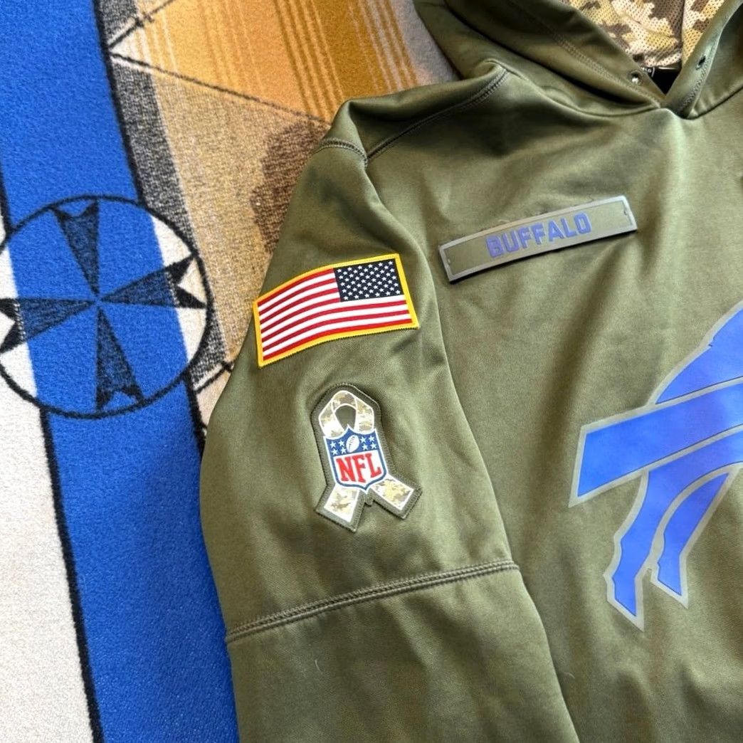 Nike Mens Buffalo Bills Nike Salute To Service Hoodie Sweatshirt Size Medium Patch Size US M / EU 48-50 / 2 - 3 Thumbnail