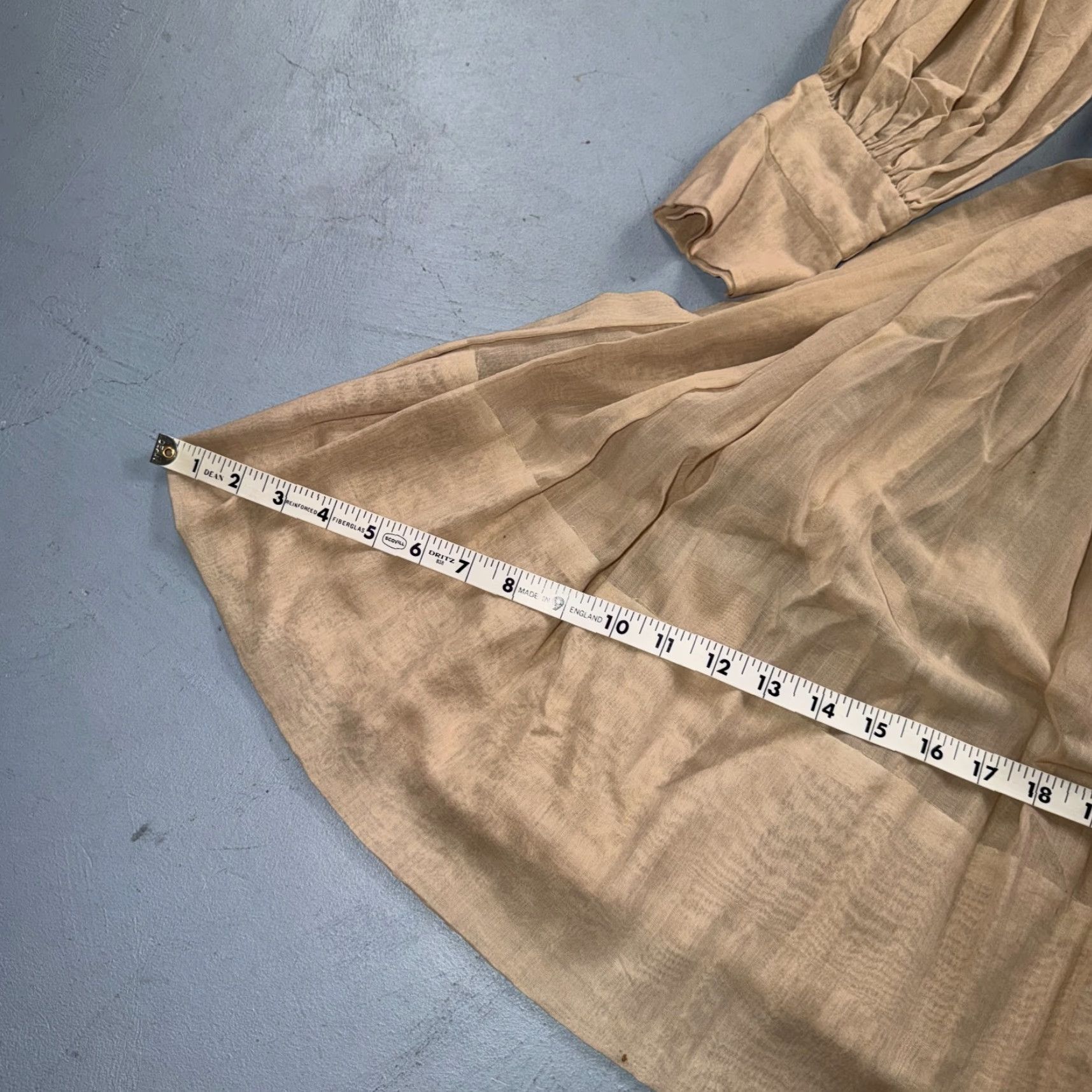 Vintage VINTAGE Shirtwaist Dress Beige BeIGe Long Sleeve Belted Pleated Prairie 1970s 70s S/M Womens Size S / US 4 / IT 40 - 6 Thumbnail