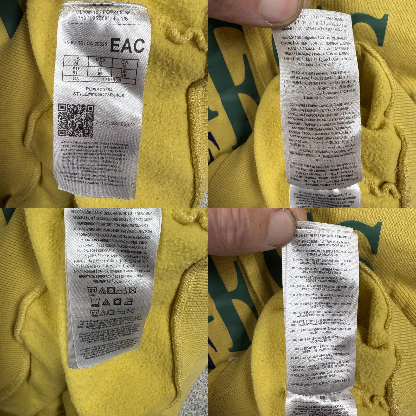 Guess GUESS Hoodie Mens M Yellow Pullover Fleece Graphic Logo Sweatshirt Est 1981 Size US M / EU 48-50 / 2 - 8 Thumbnail