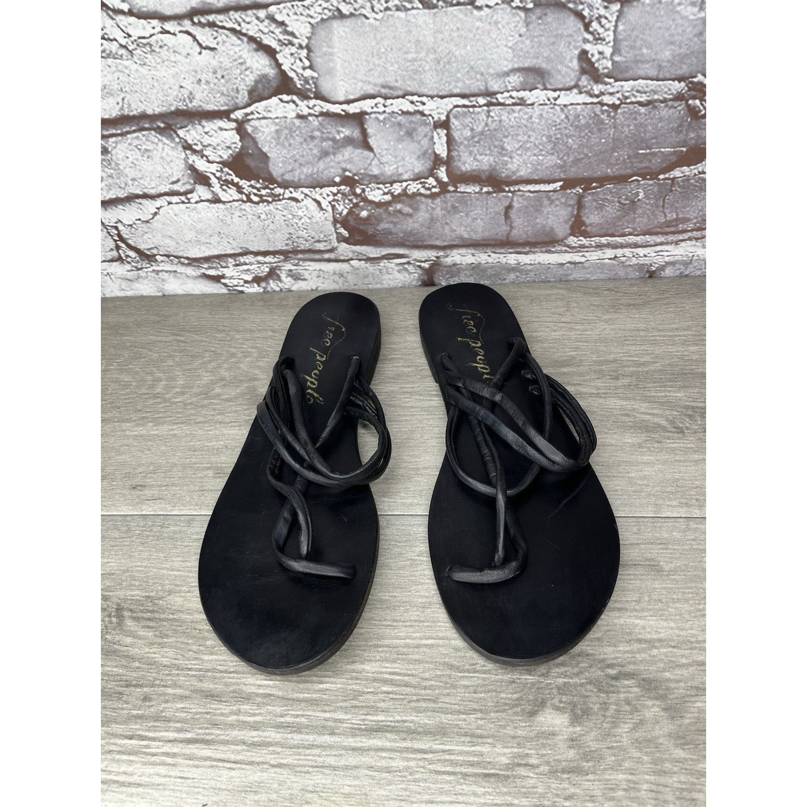 Free People Free People Kayla Black Leather Strappy Slides Sandals Women Size US 7.5 / IT 37.5 - 16 Thumbnail