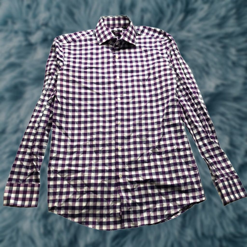 Hugo Boss Hugo Boss Button-Up Shirt Mens 15.5 Slim Fit Long Sleeve Plaid Purple Size US L / EU 52-54 / 3 - 1 Thumbnail