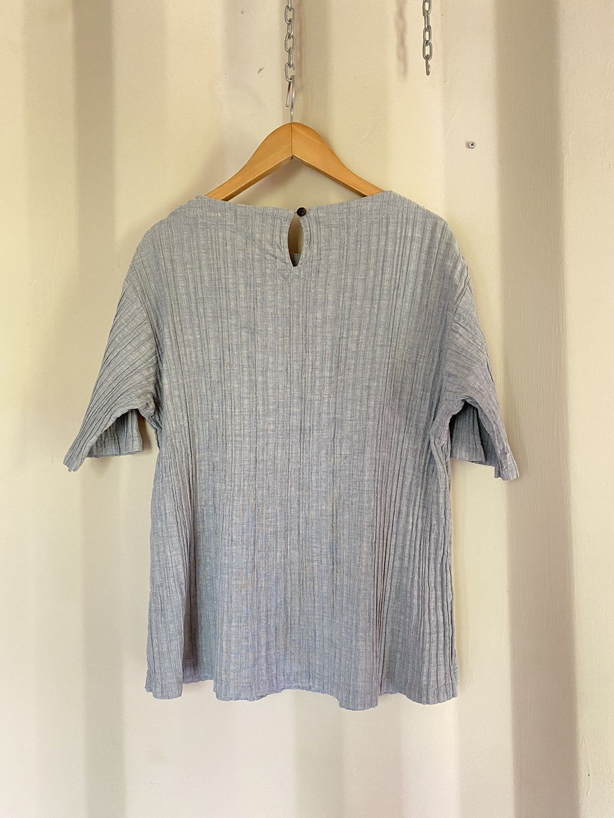Issey Miyake Plantation Gray Pleated Blouse Size M / US 6-8 / IT 42-44 - 5 Thumbnail