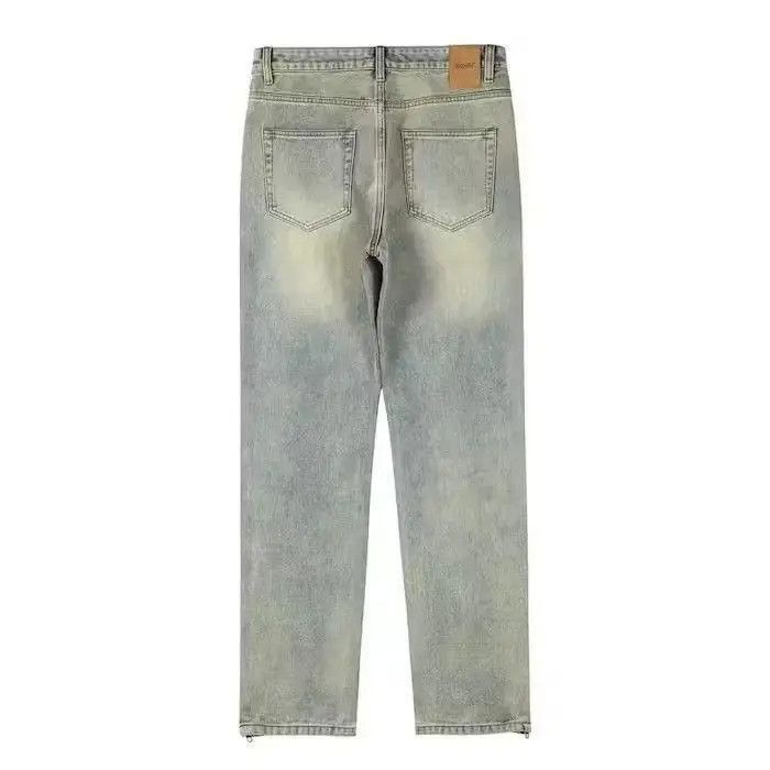 Japanese Brand Yellow Mud Dyed Zipper Split Straight Jeans Size US 30 / EU 46 - 5 Thumbnail