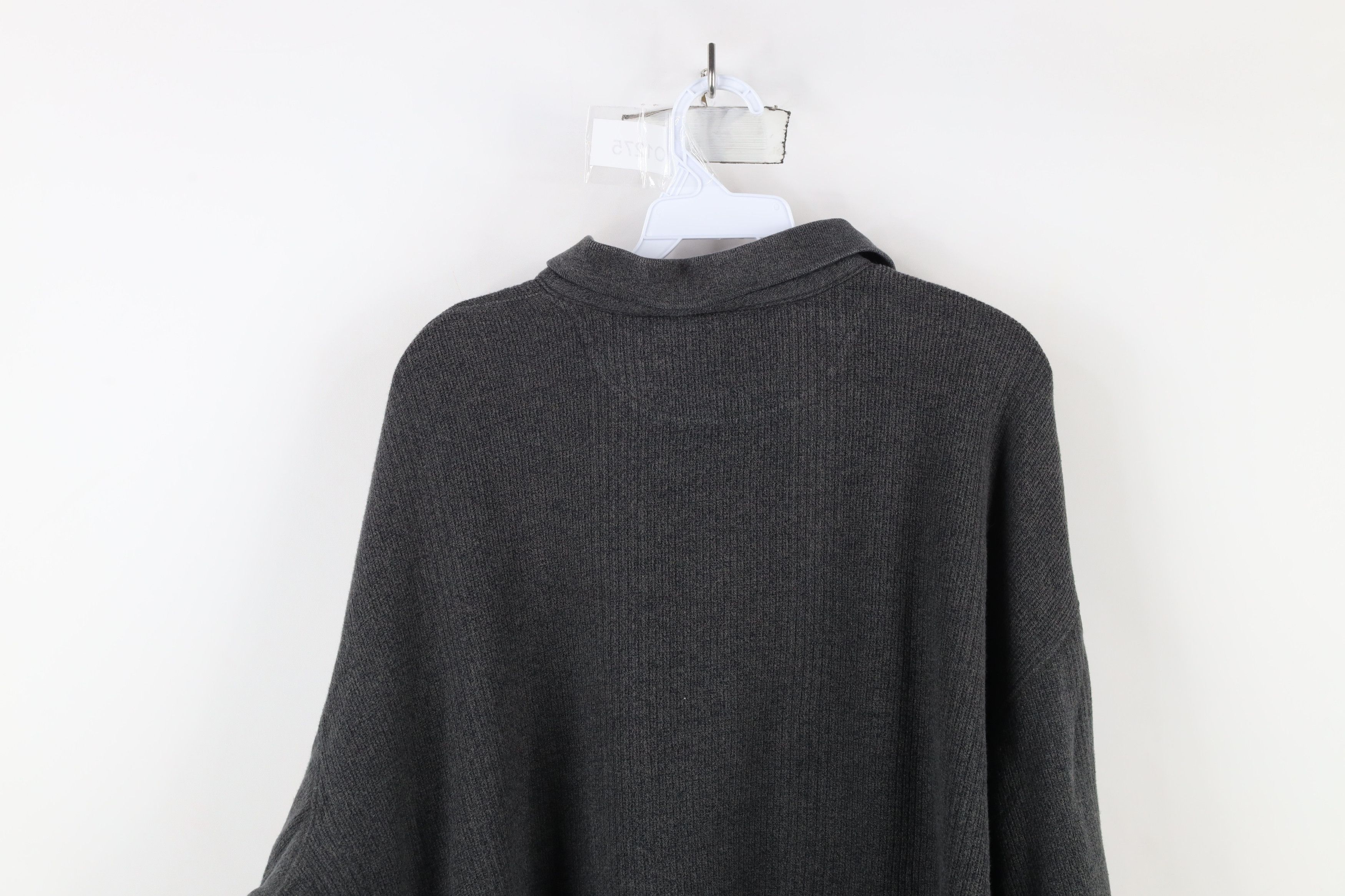 Vintage Vintage 90s Streetwear Ribbed Knit Long Sleeve Polo Gray Size US XL / EU 56 / 4 - 8 Thumbnail