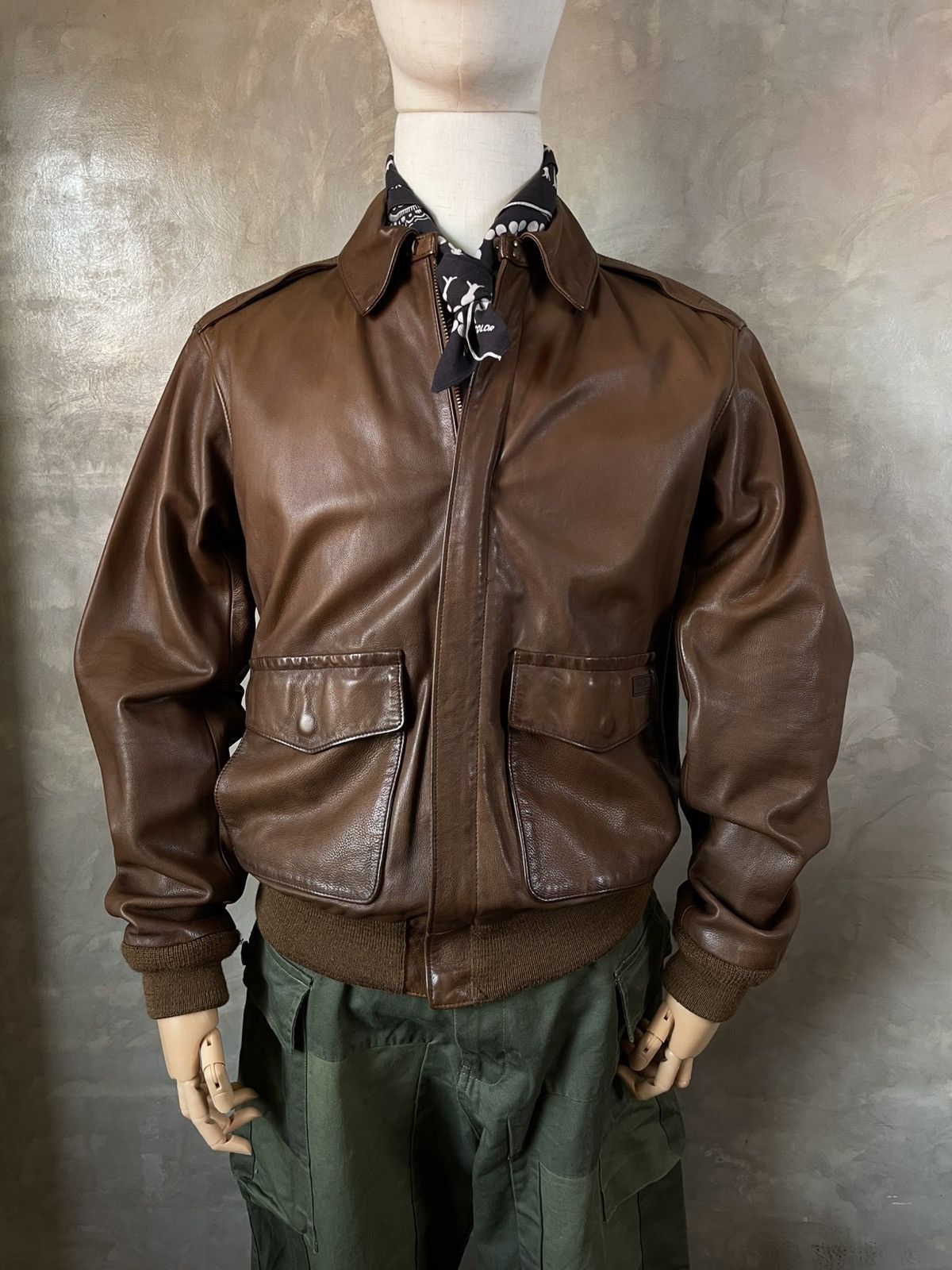 Polo Ralph Lauren Polo Ralph Lauren A-2 Flight Leather Jacket Size US M / EU 48-50 / 2 - 2 Thumbnail