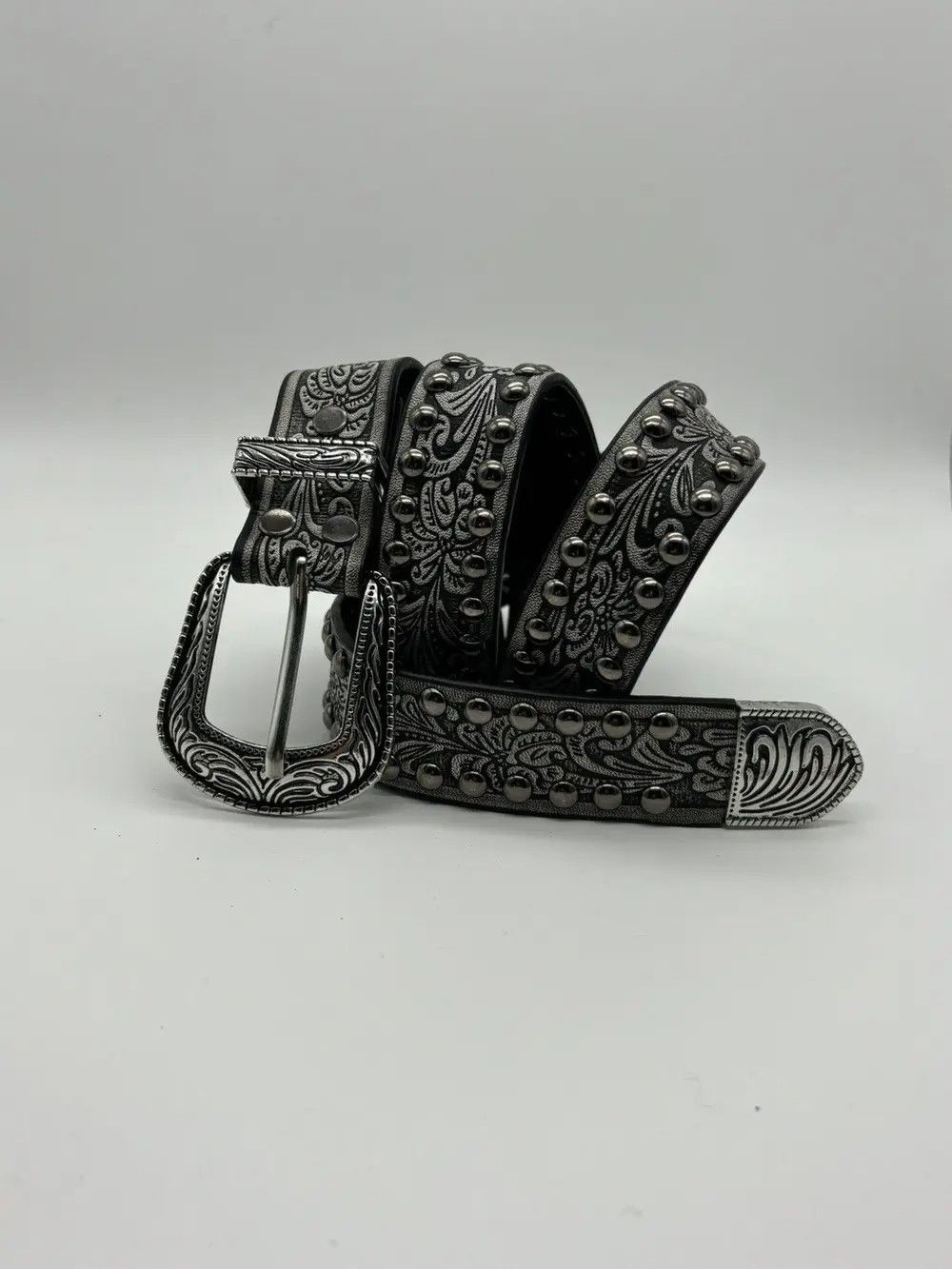 Japanese Brand × Vintage Gothic Studded Belt (cement gray) Size ONE SIZE - 1 Thumbnail