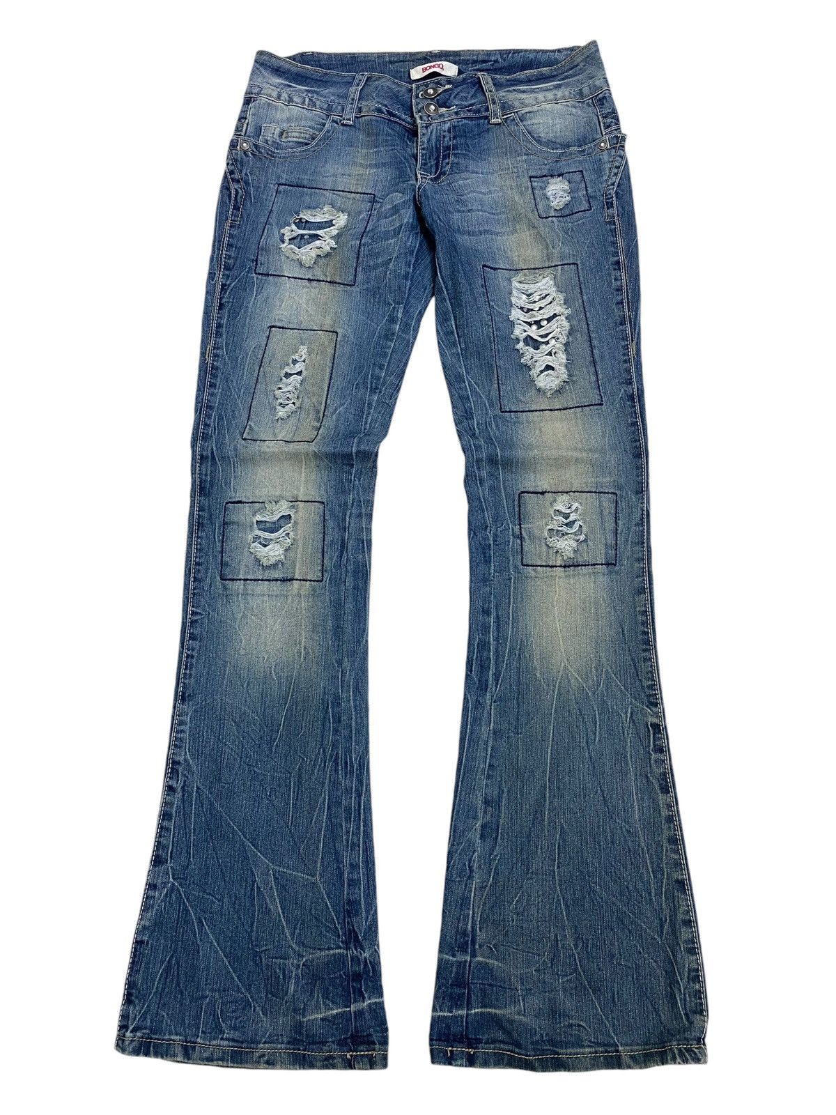 If Six Was Nine × Japanese Brand × Le Grande Bleu (L.G.B.) Flare Bongo Denim Japan Mud Washed Distress Emblishh Clawn Size US 31 - 2 Thumbnail