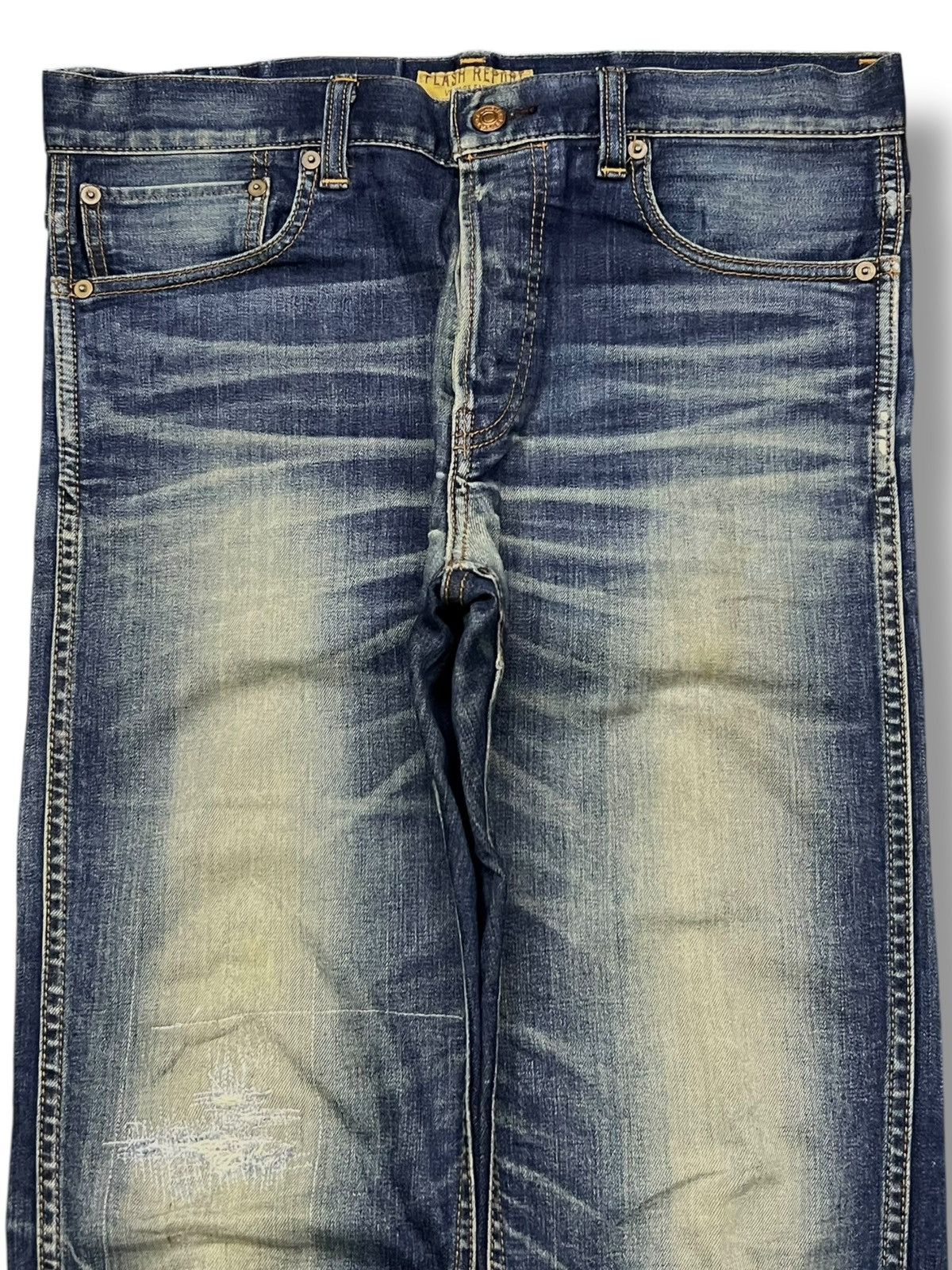 Japanese Brand Flash Report Vintage Japan - Faded Blue Wash Style Jeans Size US 35 - 4 Thumbnail
