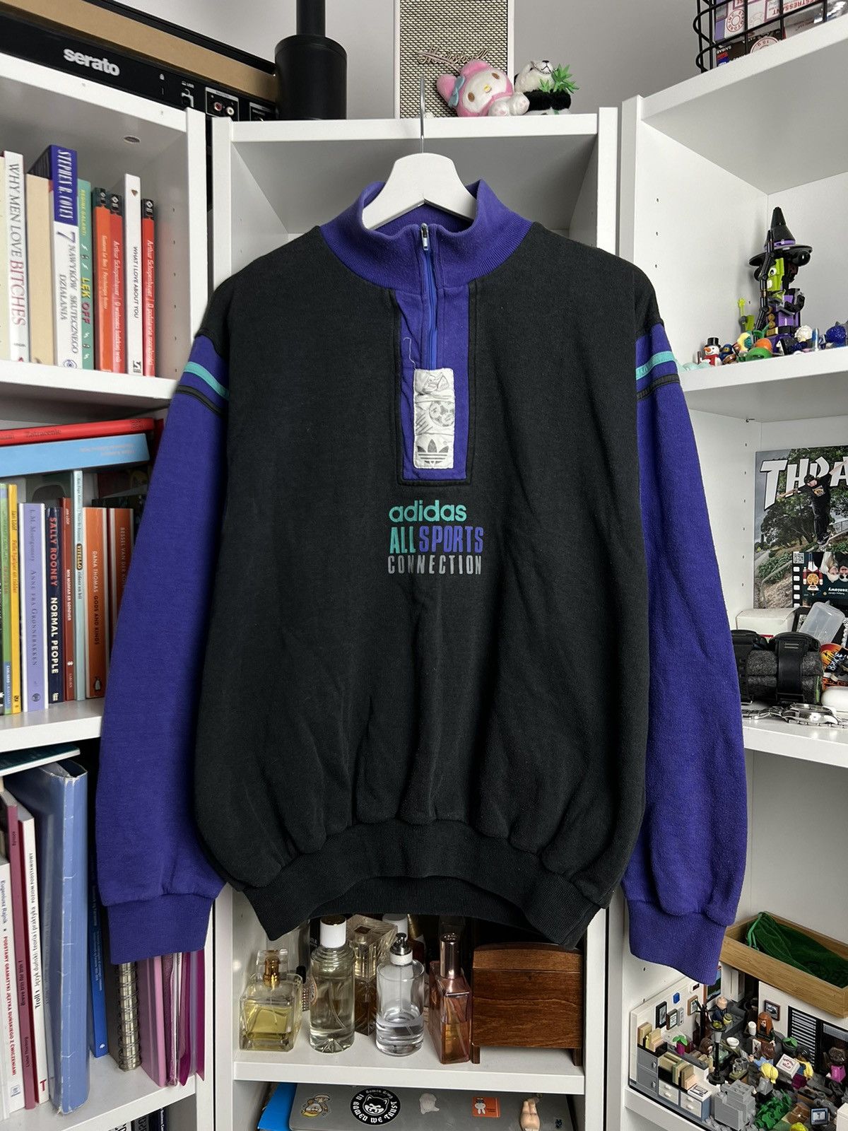 Adidas × Vintage Vintage 90s Adidas 1/4 zip sweatshirt M casual retro 00s y2k Size US M / EU 48-50 / 2 - 1 Thumbnail
