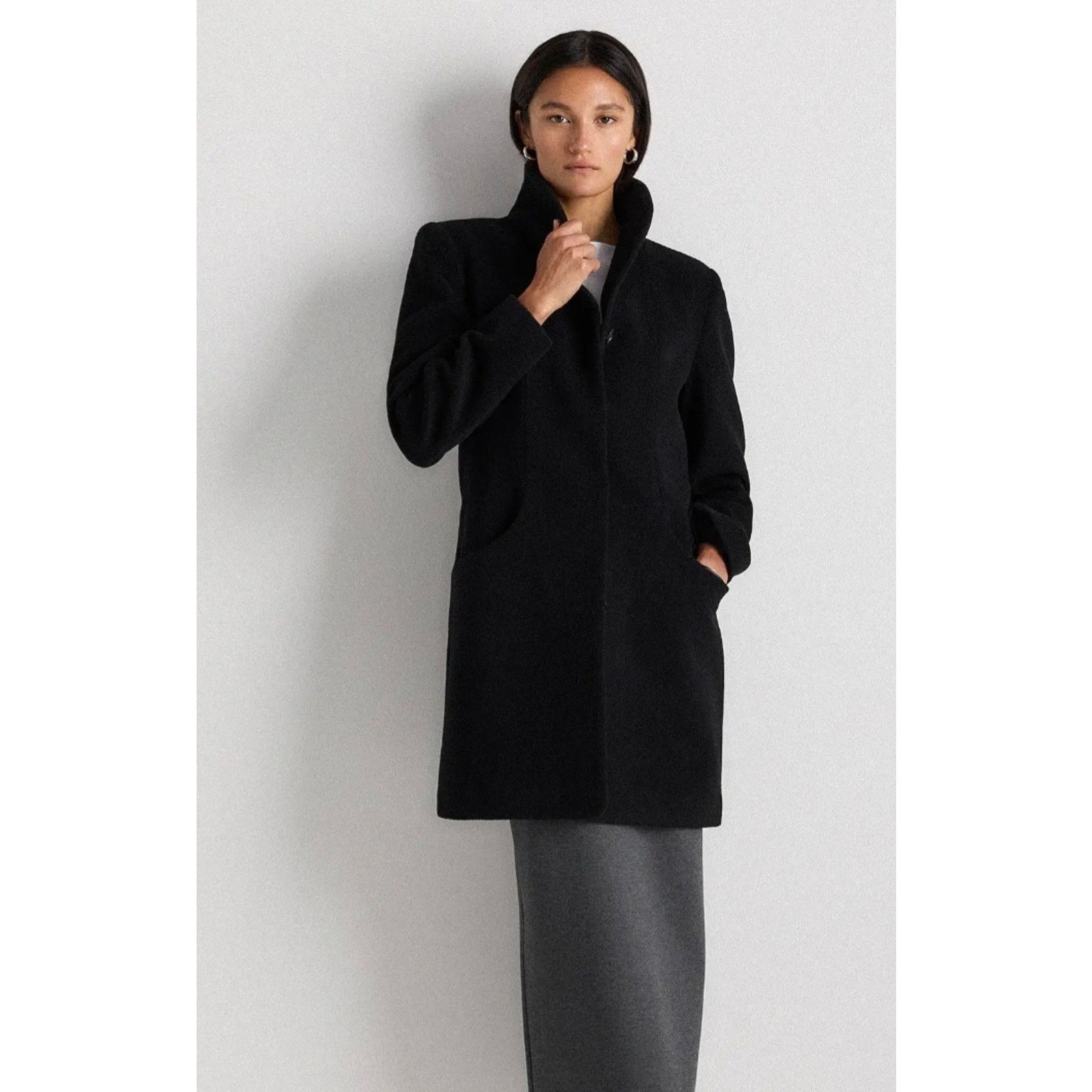 Quince Quince Women's Wool Cashmere Cocoon Coat Black Size L Size L / US 10 / IT 46 - 1 Thumbnail