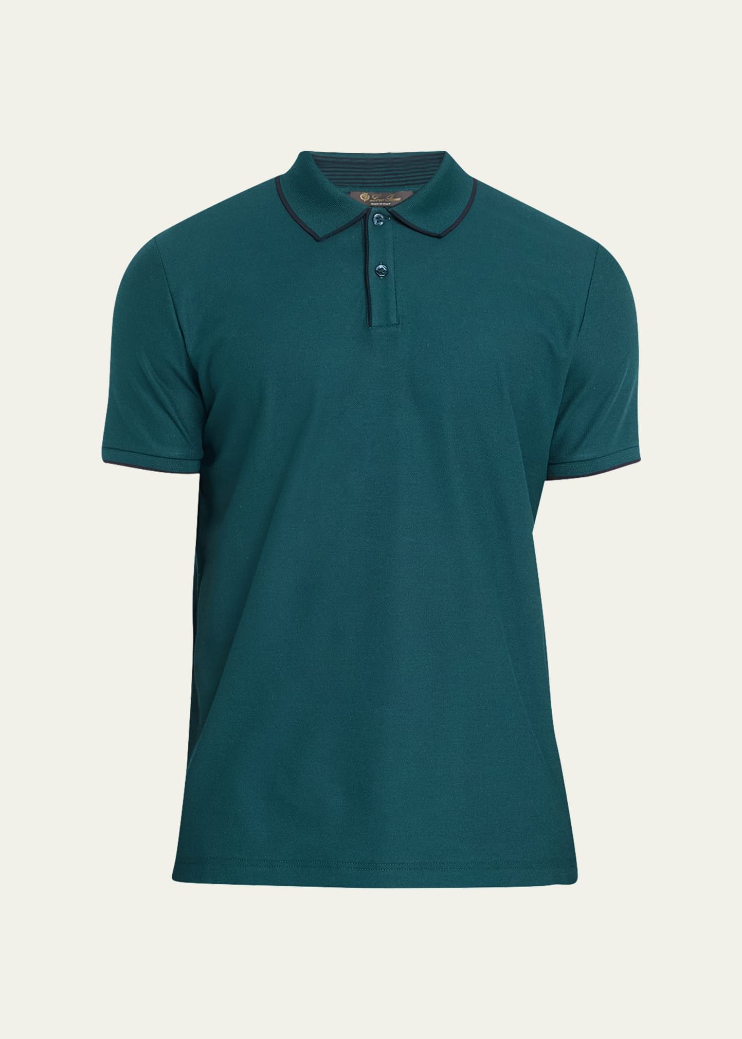 Loro Piana o1w1db10725 Brentwood Stretch Cotton Polo Shirt in Petrolio Size US XL / EU 56 / 4 - 1 Preview