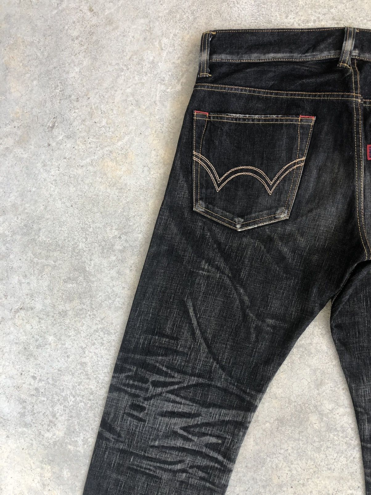 Le Grande Bleu (L.G.B.) Japanese Edwin 503 Blue Trip Distressed Jeans Size US 33 - 9 Thumbnail