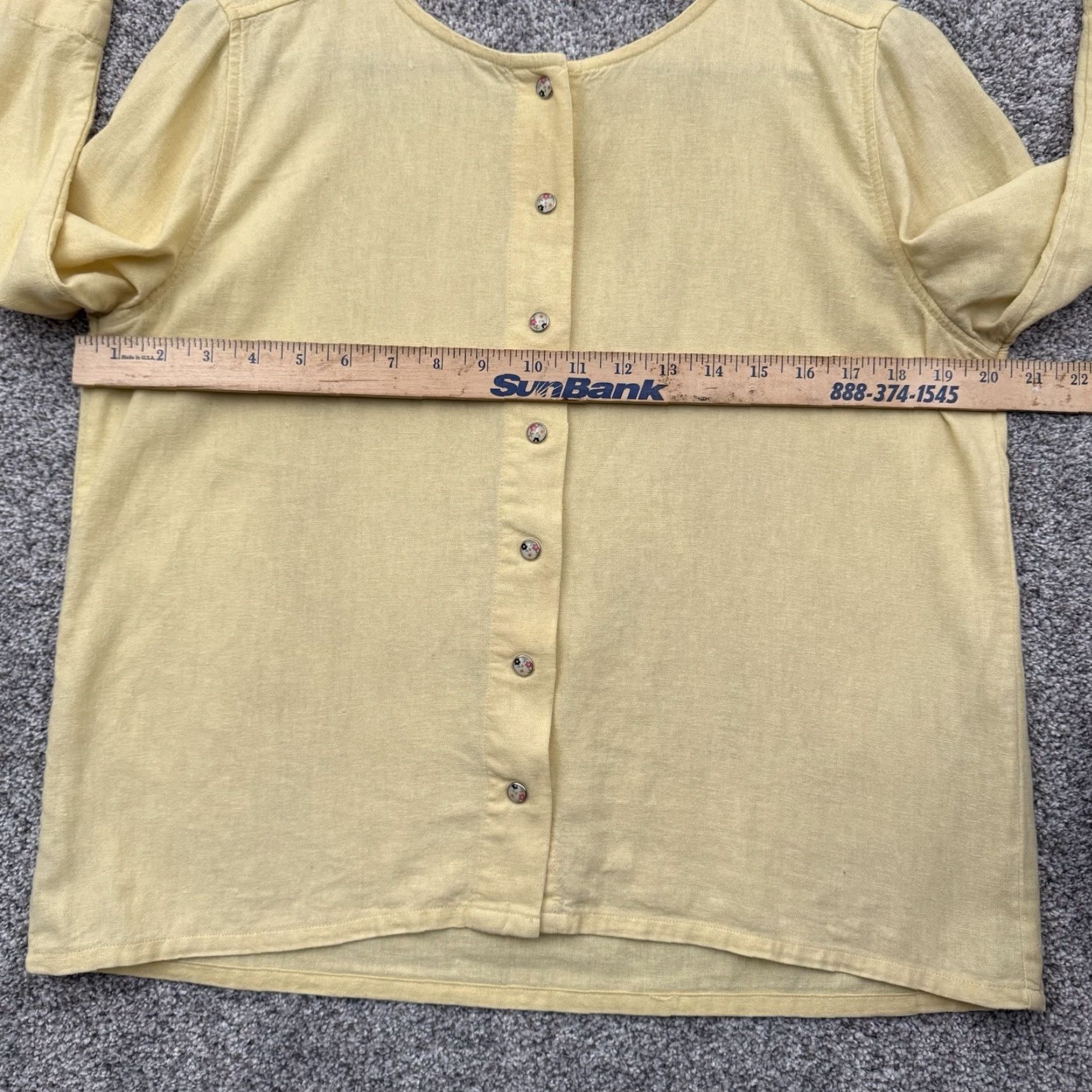 Vintage Christopher & Banks Blouse Women Small Button-Up Boxy 2010s Linen Rayon Yellow Round Neck Long Sleeve casual Lightweight Size S / US 4 / IT 40 - 4 Thumbnail