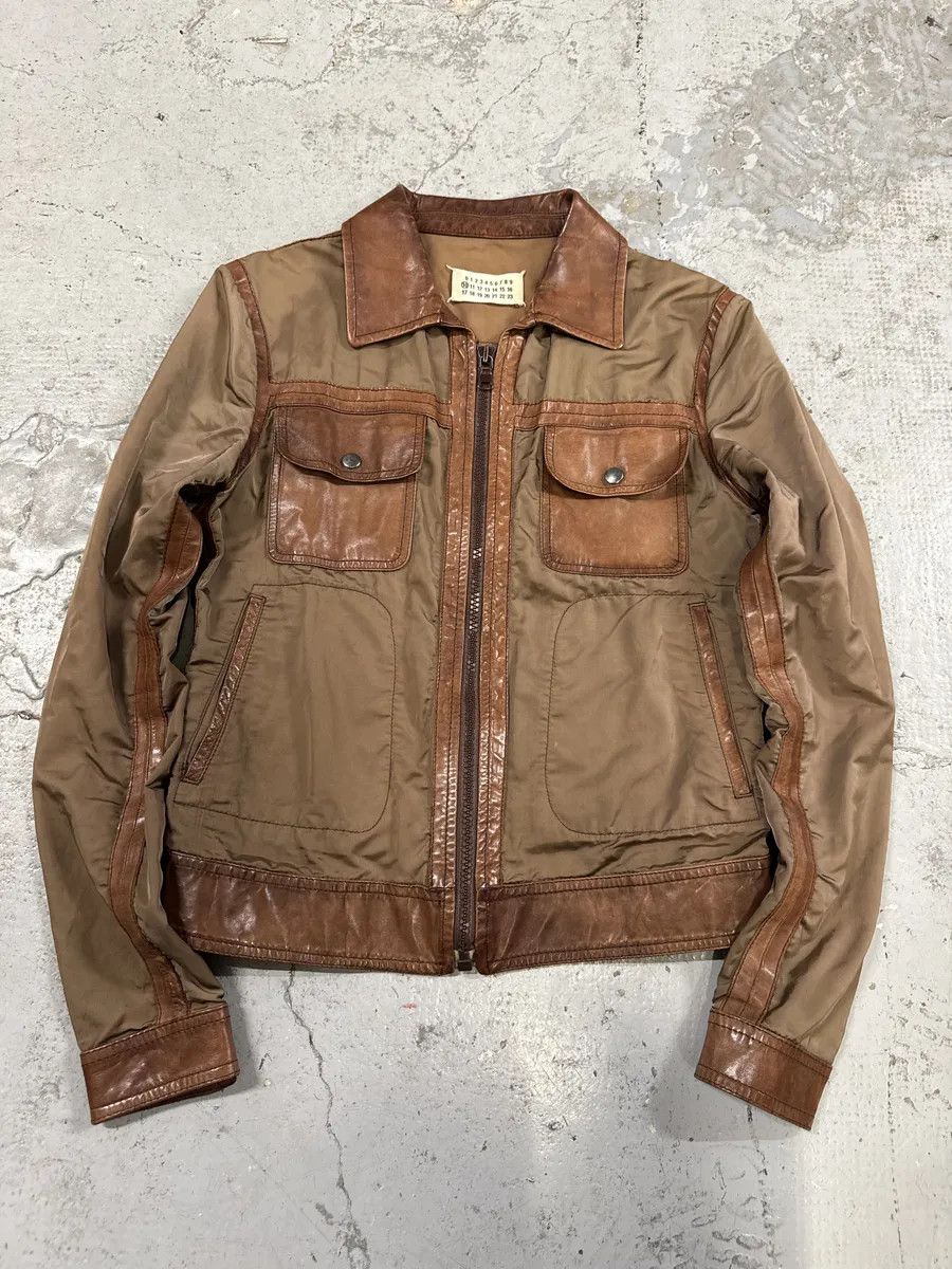 Maison Margiela SS2007 Maison Martin Margiela Brown & Khaki Hybrid Leather Jacket Size US XS / EU 42 / 0 - 1 Thumbnail