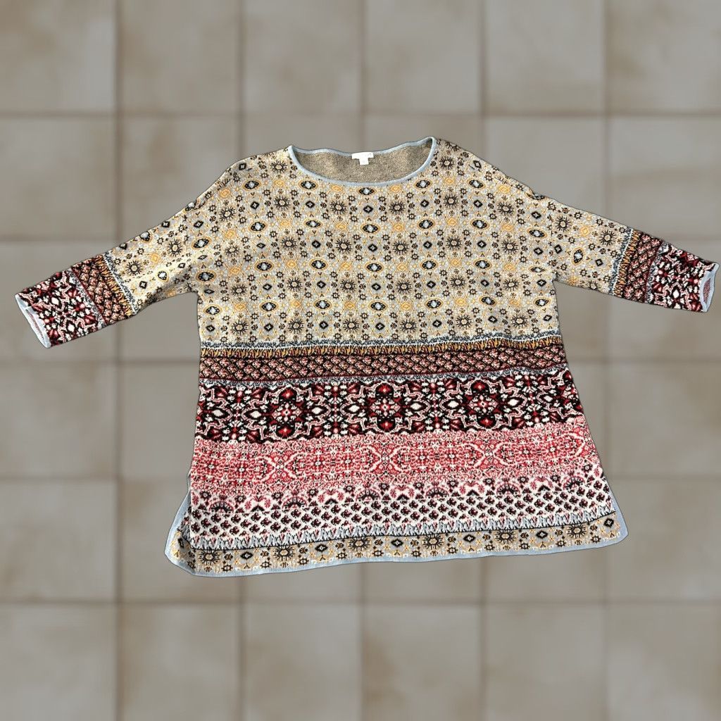 J. Jill J. Jill Sweater Womens Medium Multicolor Knit Cable-Knit Round Neck Long Sleeve Raglan Size M / US 6-8 / IT 42-44 - 1 Thumbnail