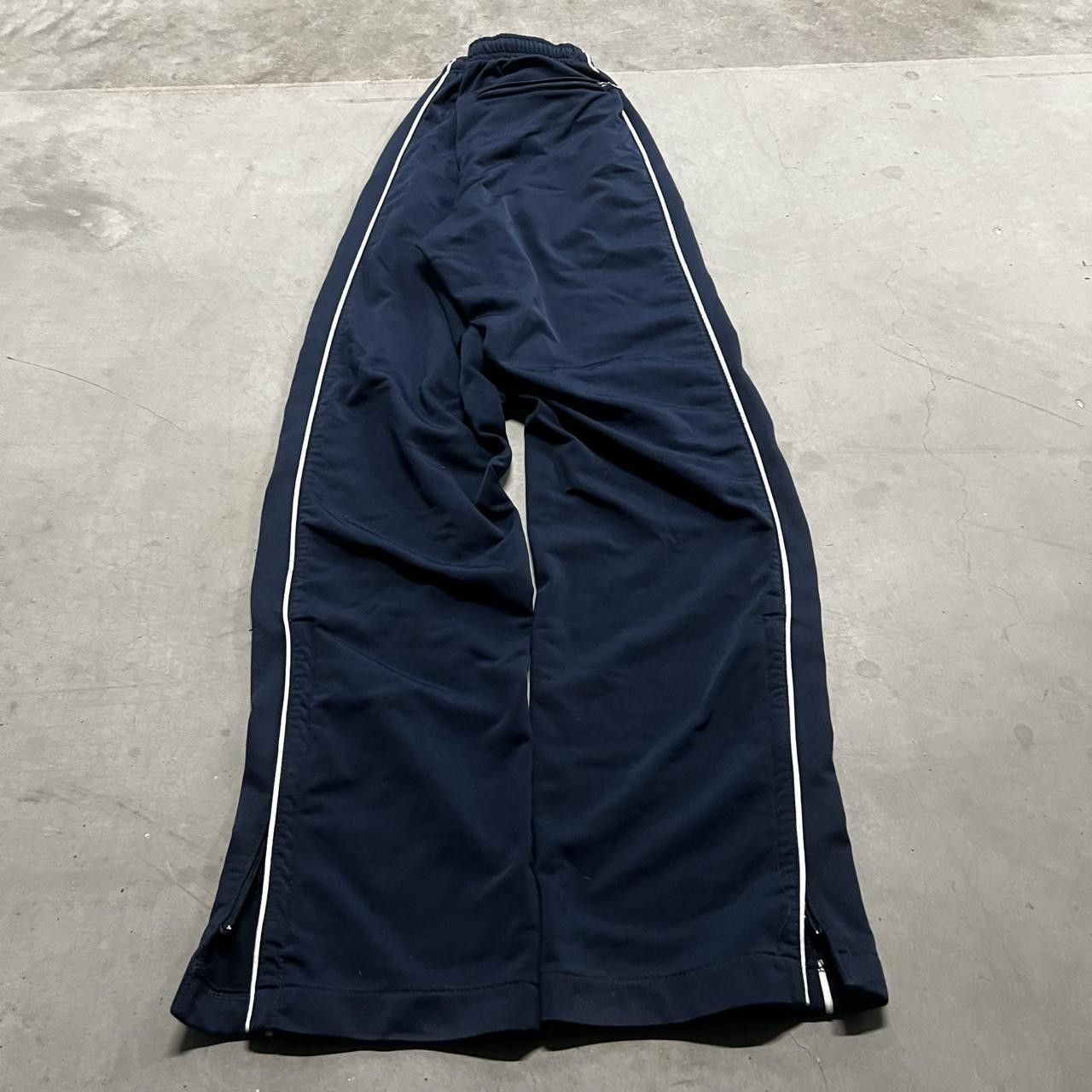 Vintage Crazy Vintage Y2K/2000s Navy Blue Striped Trackpants with pockets and leg zippers! Size US 30 / EU 46 - 5 Thumbnail