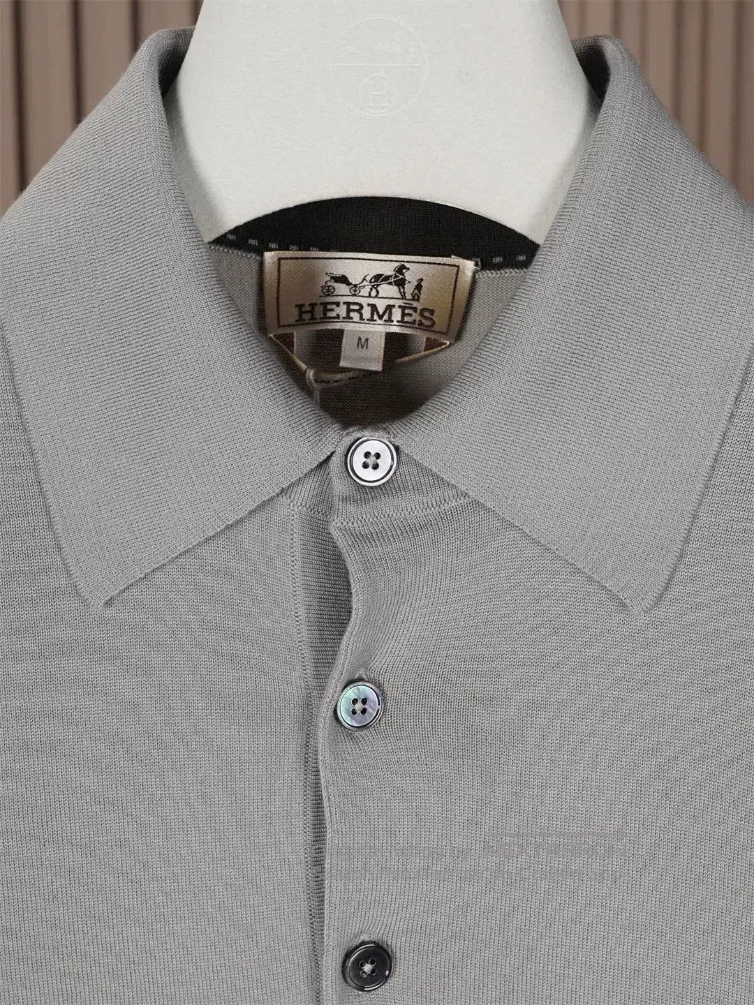 Hermes Hermes Men's Gray Knit Polo Shirt. Size US M / EU 48-50 / 2 - 2 Thumbnail