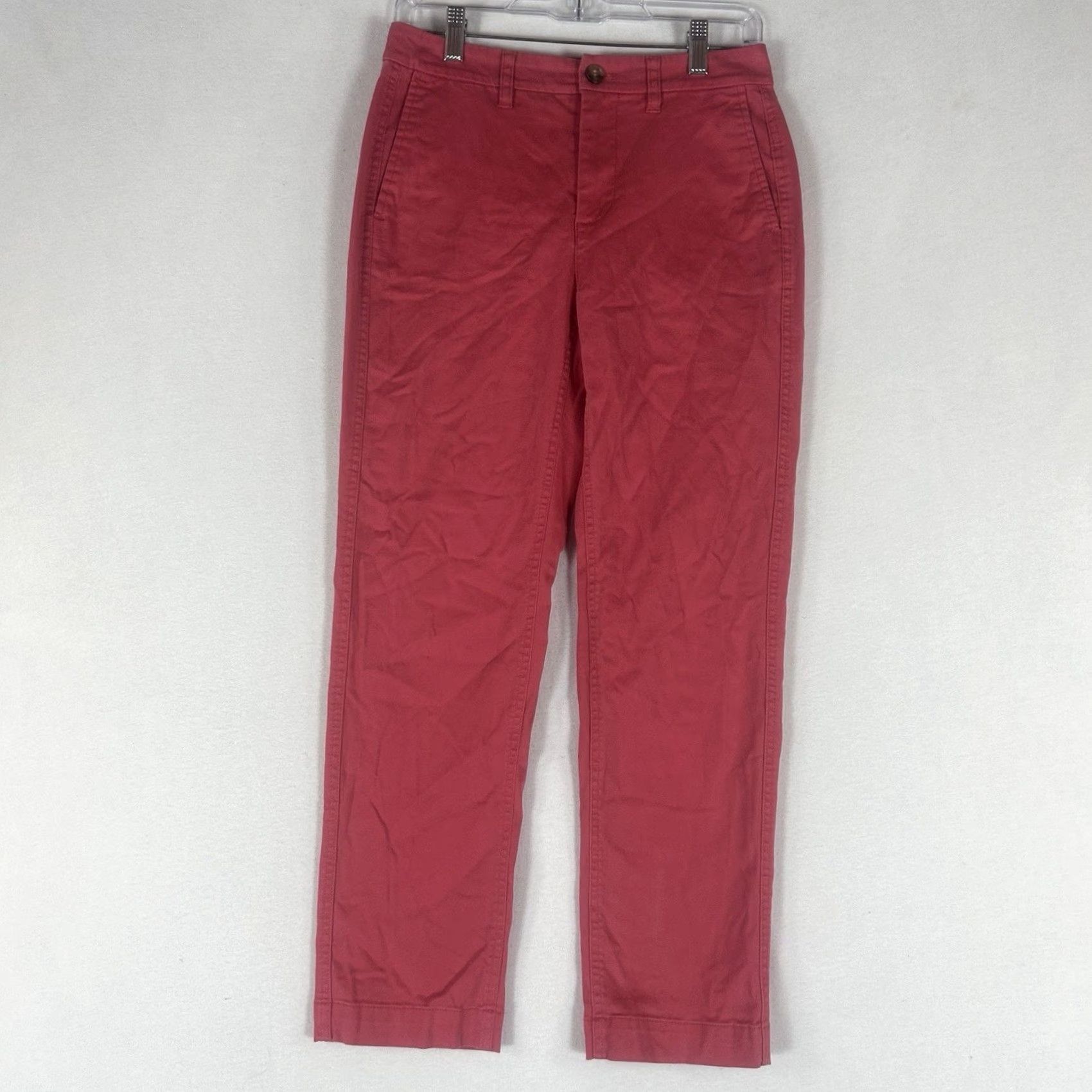 J.Crew J.Crew Chino Pants Womens 00 Red Straight Leg Pockets Casual City College Preppy Size 25" / US 0 / IT 36 - 2 Thumbnail