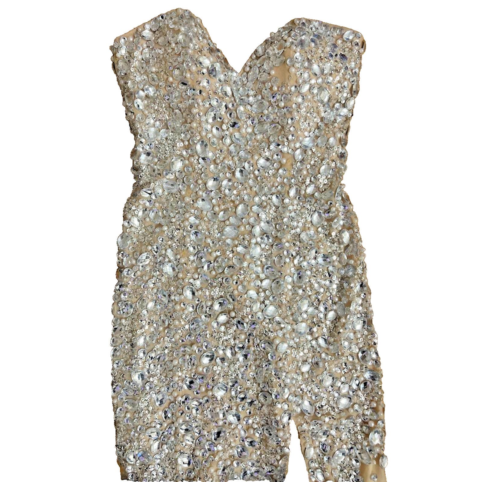 & Other Stories Jovani Bejeweled Dress New Bejge Size 0 A001895 Size XS / US 0-2 / IT 36-38 - 5 Thumbnail