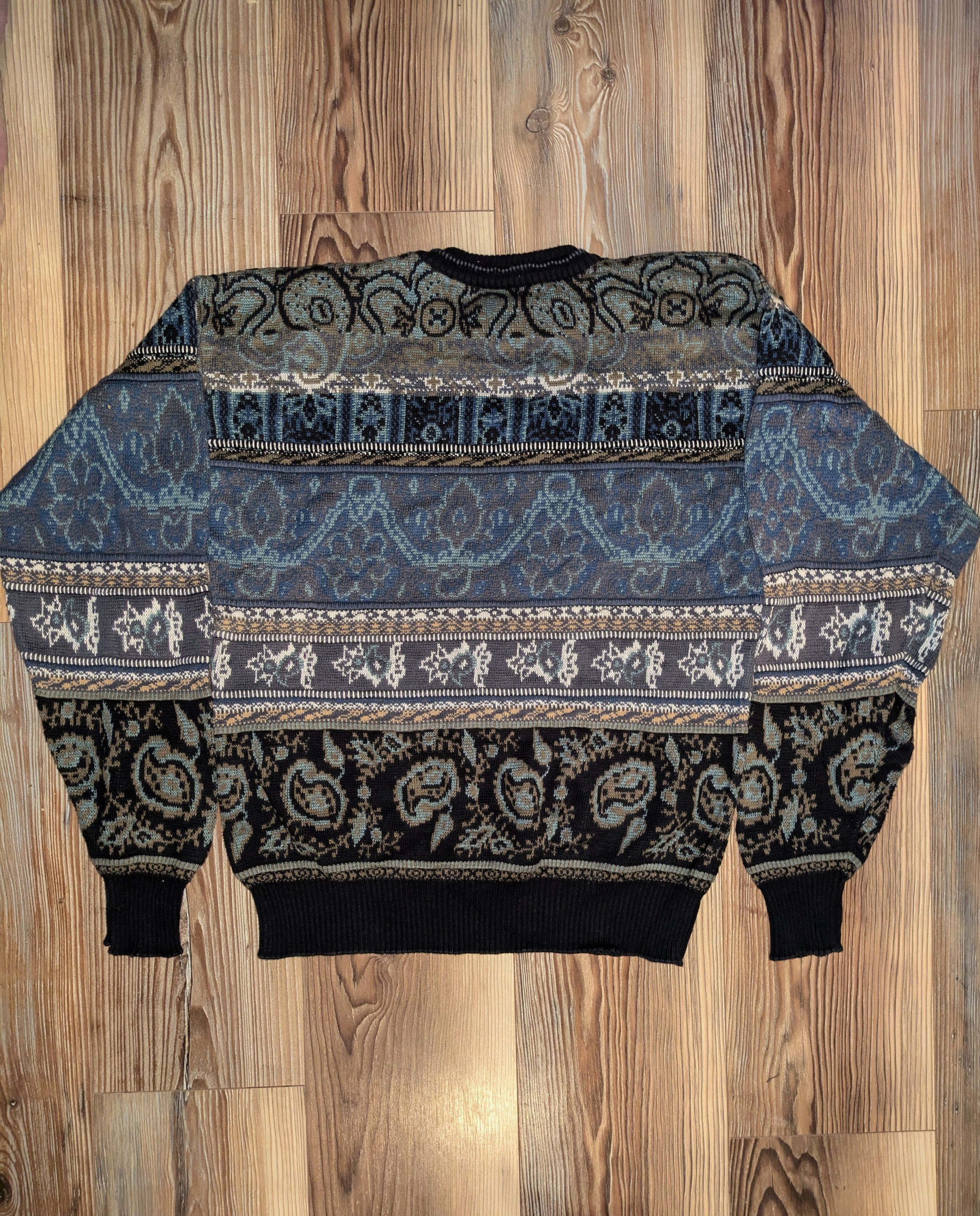 Tricots St. Raphael VTG 90's Comfy Paisley Grandpa Sweater Size US L / EU 52-54 / 3 - 2 Thumbnail