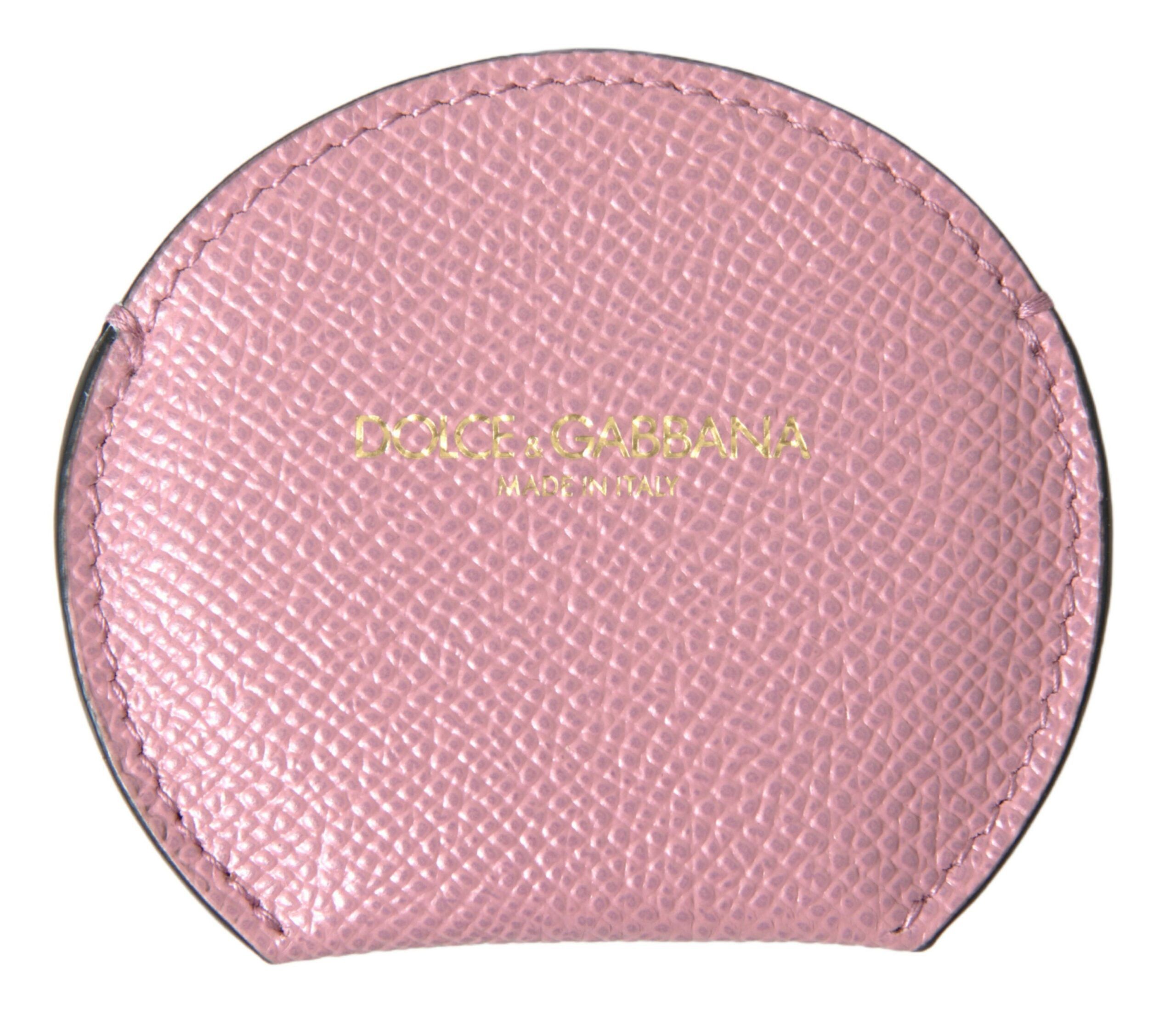 Dolce & Gabbana Elegant Pink Leather Hand Mirror Women's Holder Size ONE SIZE - 1 Thumbnail