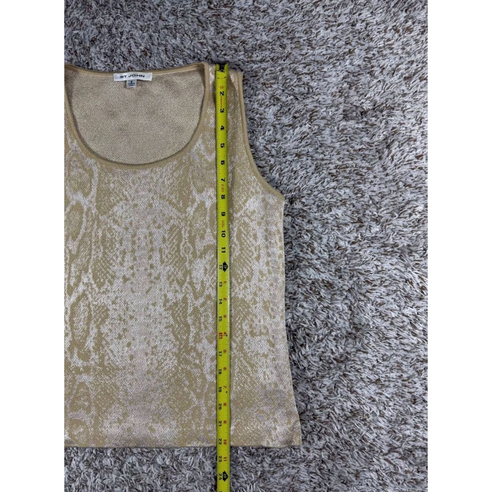 St. John St. John Metallic Knit Sleeveless Shell Top Beige Gold Size 6 Women Size M / US 6-8 / IT 42-44 - 4 Thumbnail