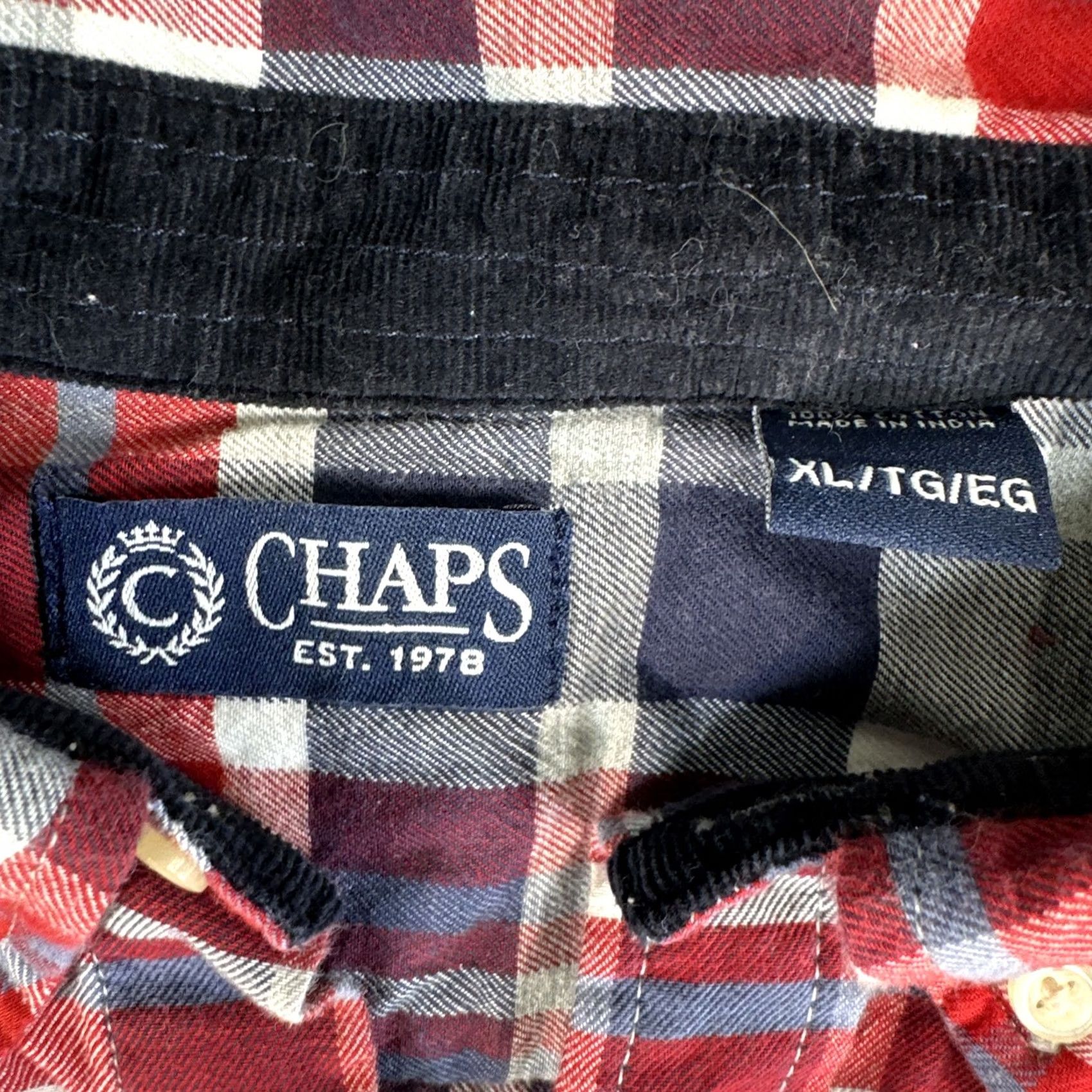 Chaps Chaps Button-Up Shirt XL Blue Plaid Flannel Easy Care with Pockets, Curated for Men Size US XL / EU 56 / 4 - 2 Thumbnail