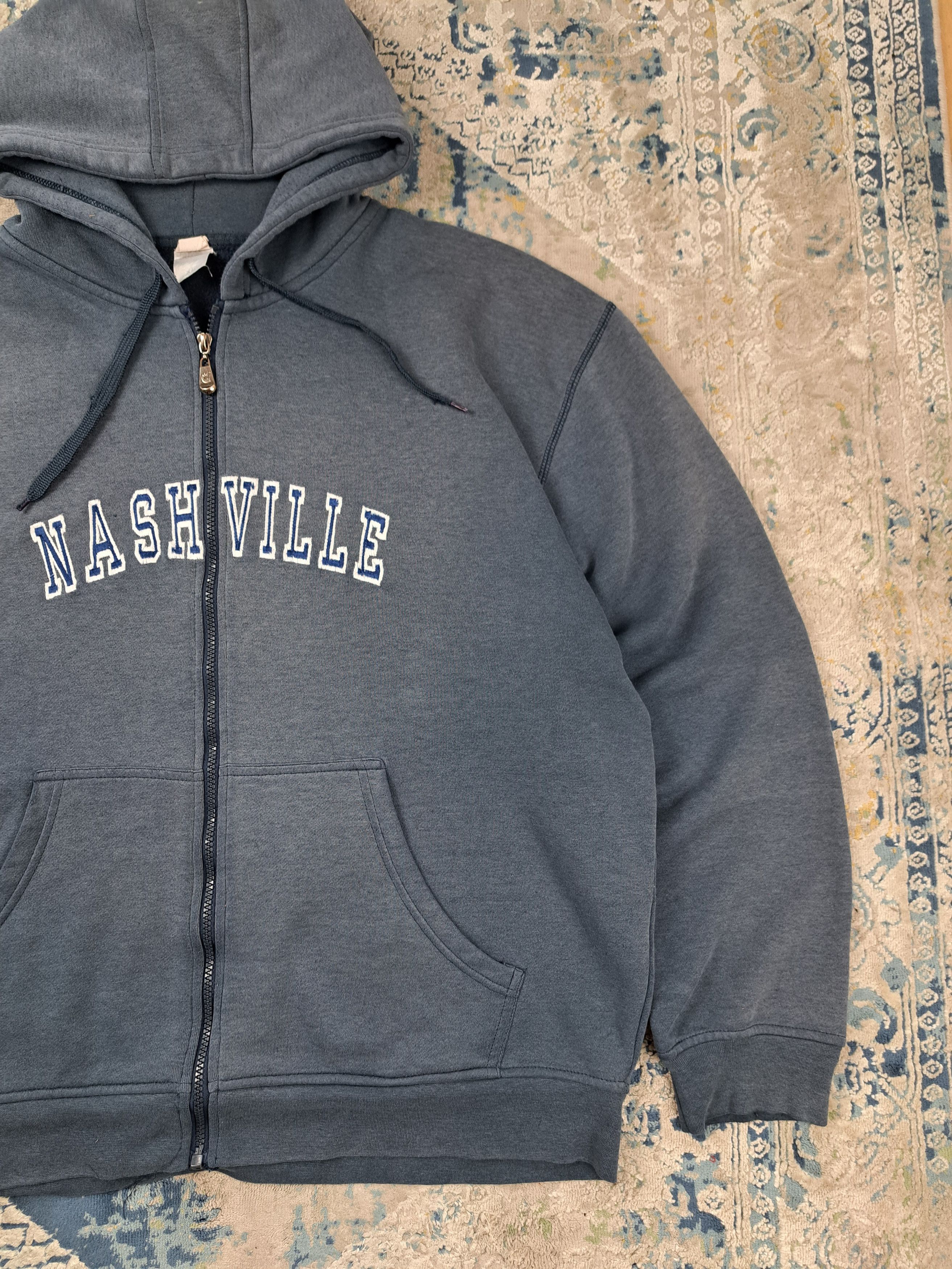 Vintage Worn To Perfection Faded Nashville Boxy Zip Up Hoodie Size US XL / EU 56 / 4 - 5 Thumbnail