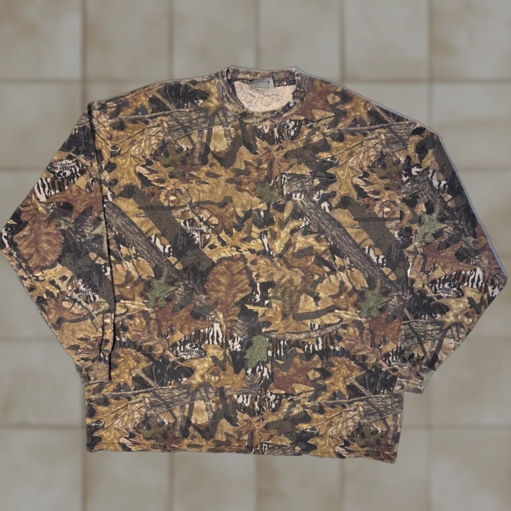 Jerzees VINTAGE Jerzees Outdoor Mossy Oak Camo Long Sleeve Tshirt 2XL Men's Camouflage Logo T-Shirt Size US XXL / EU 58 / 5 - 1 Thumbnail