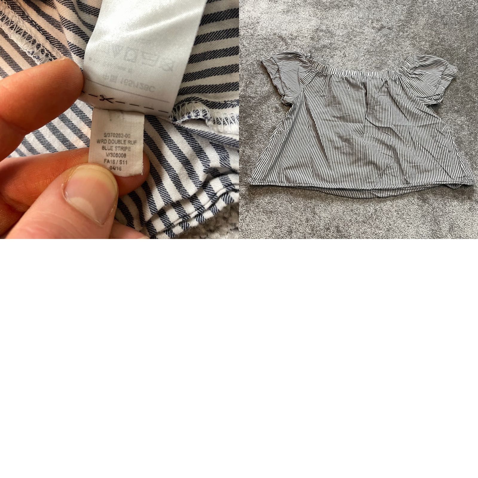 Old Navy VINTAGE Old Navy Peasant Top Blouse Shirt Womens 2X Plus Blue Striped Off the Shoulder Size XXL / US 16-18 / IT 52-54 - 8 Thumbnail