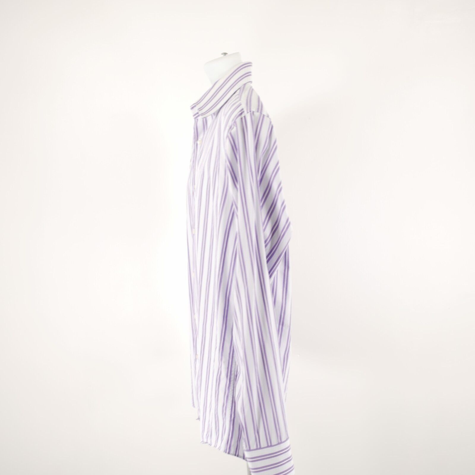 Hugo Boss Boss Hugo Boss White Purple Striped 16.5 34/35 Collared Dres Size US L / EU 52-54 / 3 - 4 Thumbnail