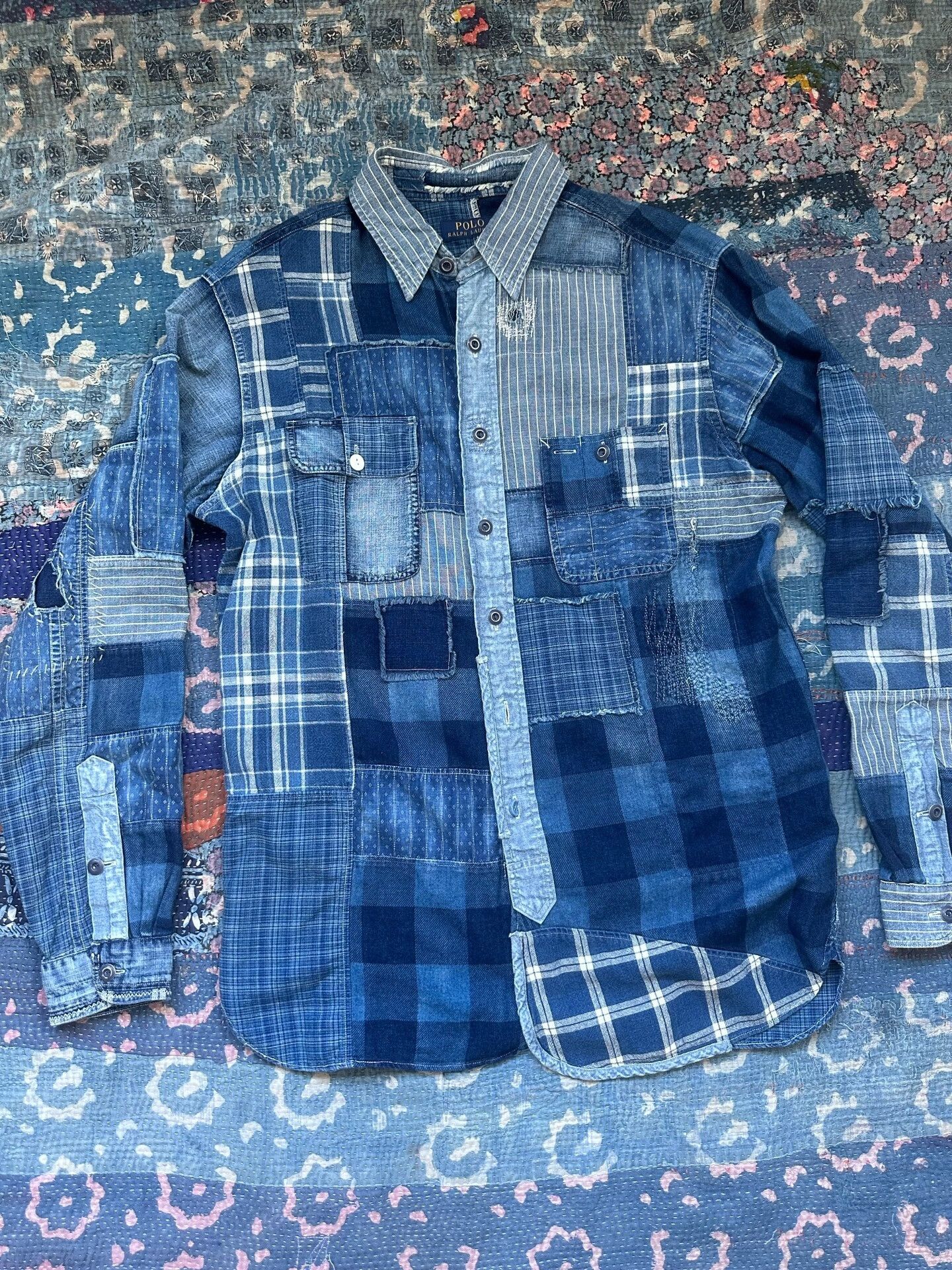 RRL Ralph Lauren Polo Ralph Lauren RRL Indigo Patchwork Shirt Size US M / EU 48-50 / 2 - 1 Thumbnail