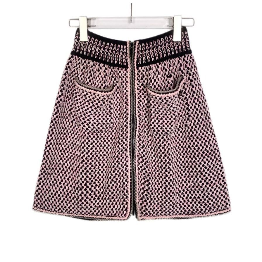 Chanel Chanel Style Knit Pink & Black A-Line Skirt With Front Pocke Size XS / US 0-2 / IT 36-38 - 3 Thumbnail