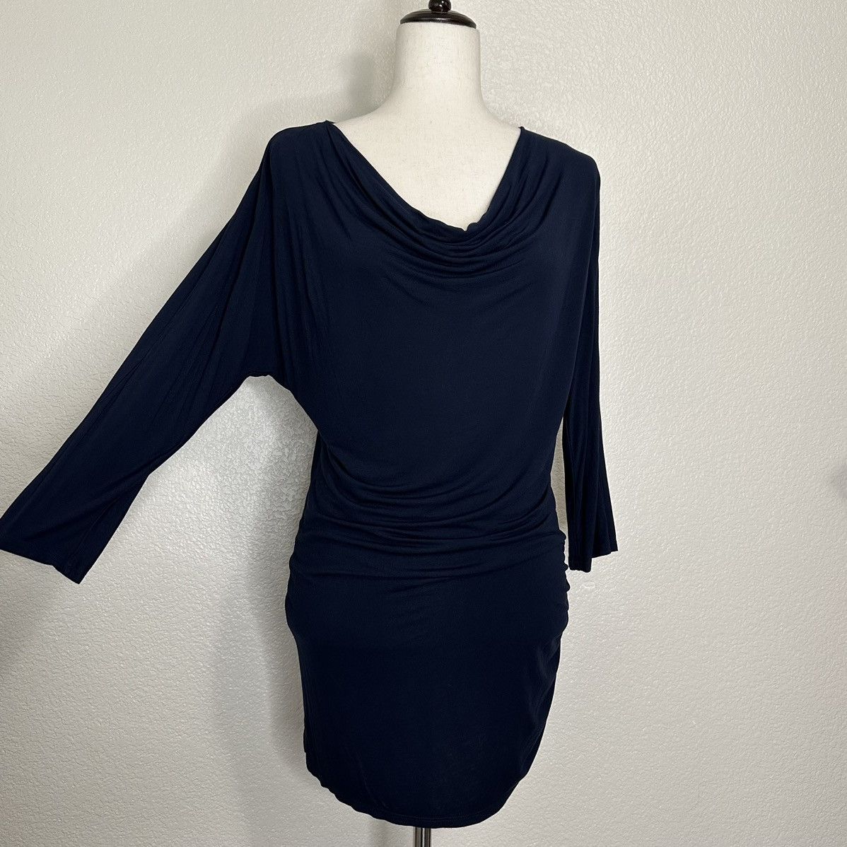 Michael Stars Michael Stars Cowl Neck Stretch Jersey Knit Mini Dress Size L / US 10 / IT 46 - 2 Thumbnail