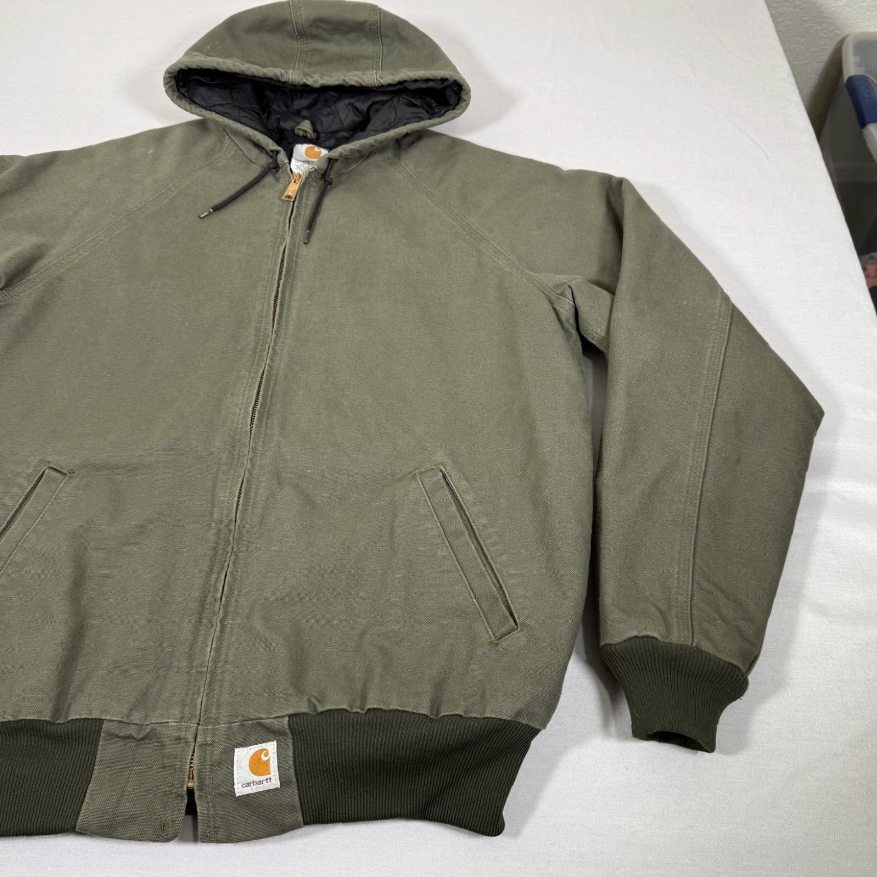 Carhartt VINTAGE Carhartt Jacket Men Large Tall Green Canvas Active Zip Up Quilted Lined J268 MOS Size US L / EU 52-54 / 3 - 4 Thumbnail