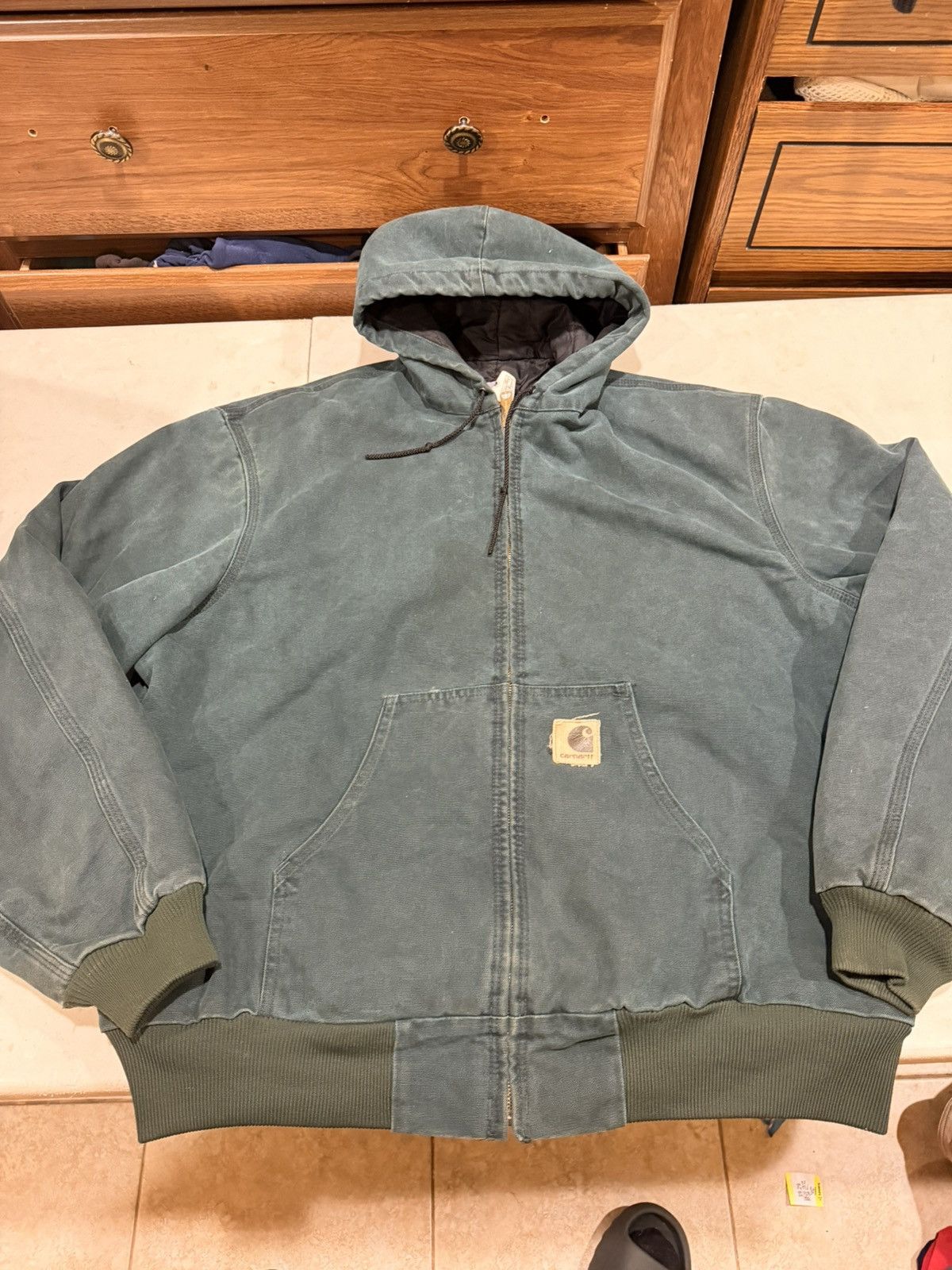 Carhartt Vintage Carhartt Jacket Hooded Green JQ243 Size US XL / EU 56 / 4 - 2 Thumbnail