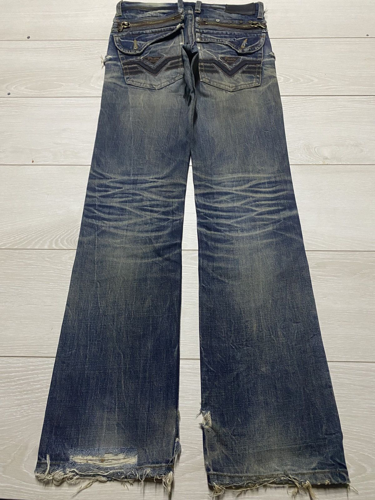 If Six Was Nine Pasta Denim Crazy Mud Wash Distressed Straight Fit Jeans Size US 29 - 2 Thumbnail