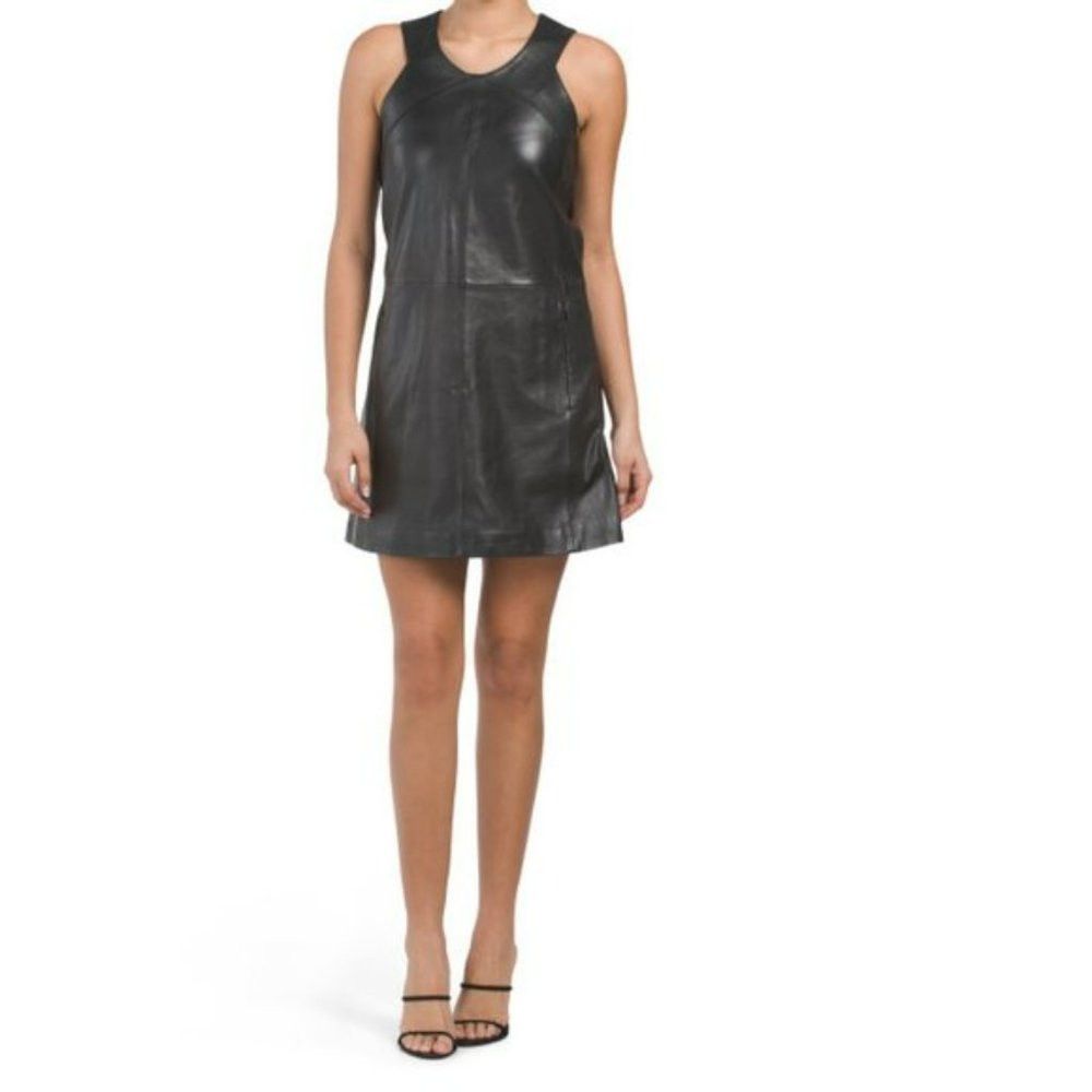 Other NWT New Bod & Christensen Sleeveless Dolly Black Leather Dr Size M / US 6-8 / IT 42-44 - 1 Thumbnail