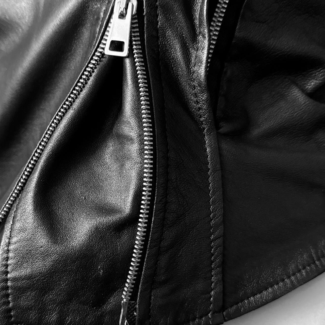 Vintage itted leather biker draped avant garde jacket with hood Size S / US 4 / IT 40 - 5 Thumbnail