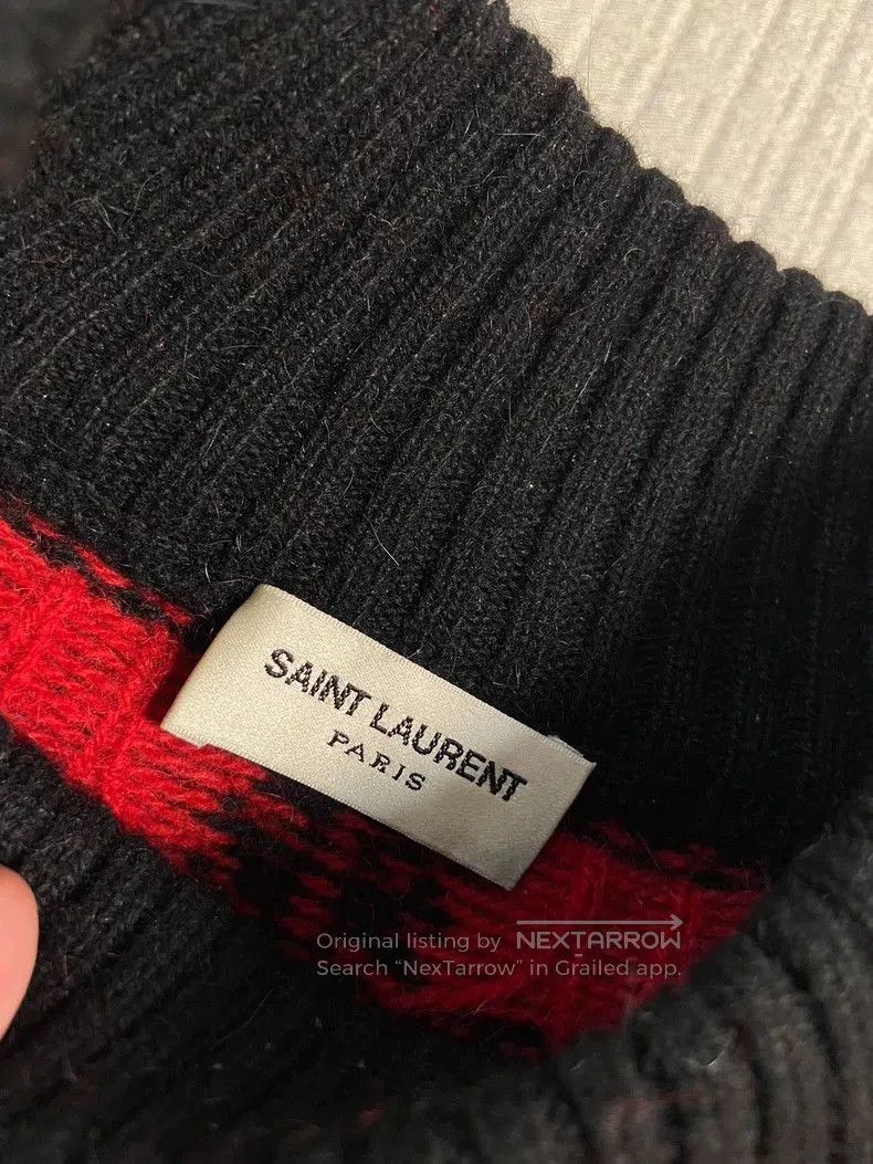 Saint Laurent Paris Saint Laurent Paris Red Black Check Sweater. Size US XL / EU 56 / 4 - 5 Thumbnail