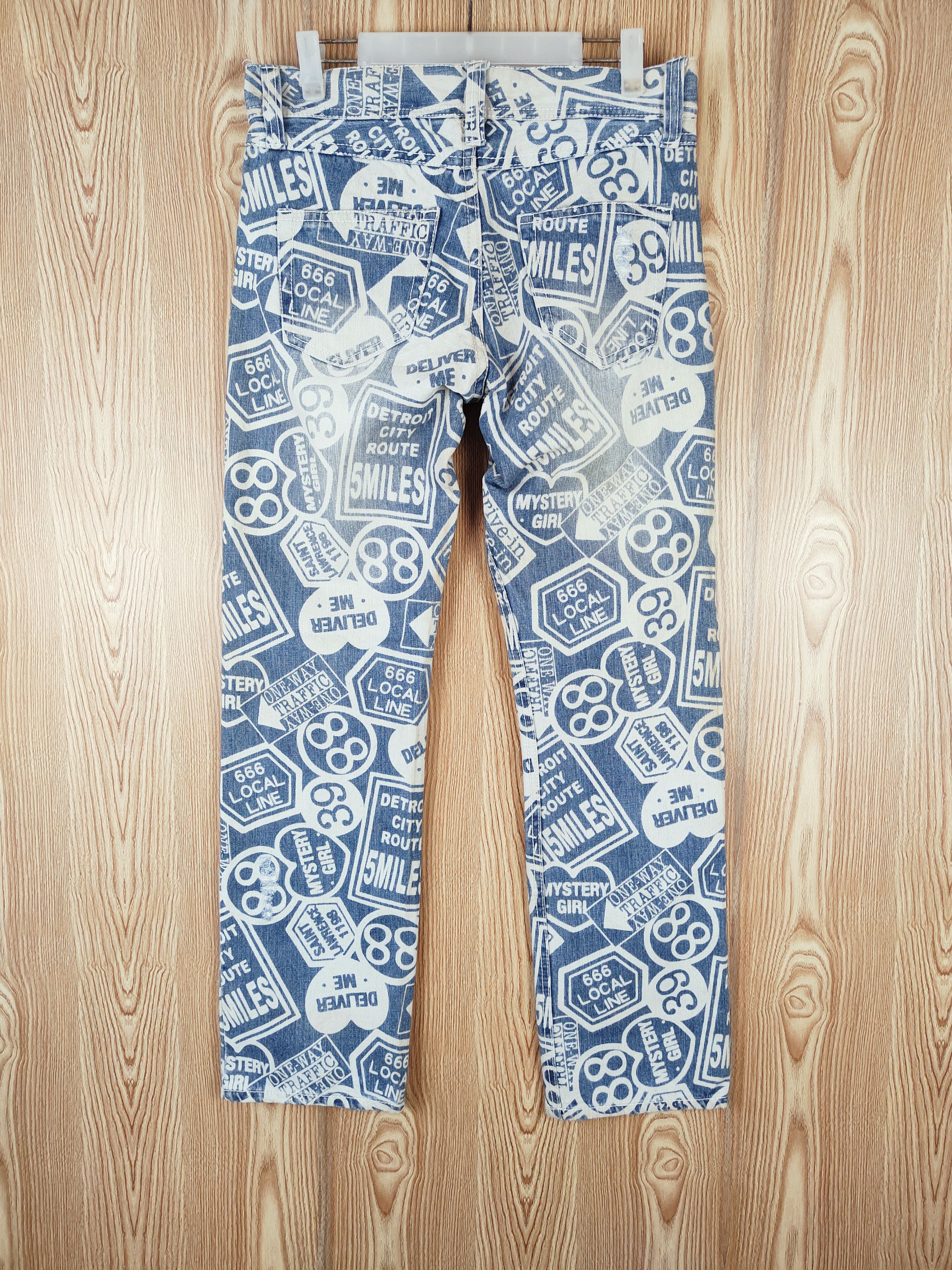 Japanese Brand × Vintage FULL PRINT 💥 Grazie Blue White Distressed Ripped Jeans Size 32" / US 10 / IT 46 - 7 Thumbnail