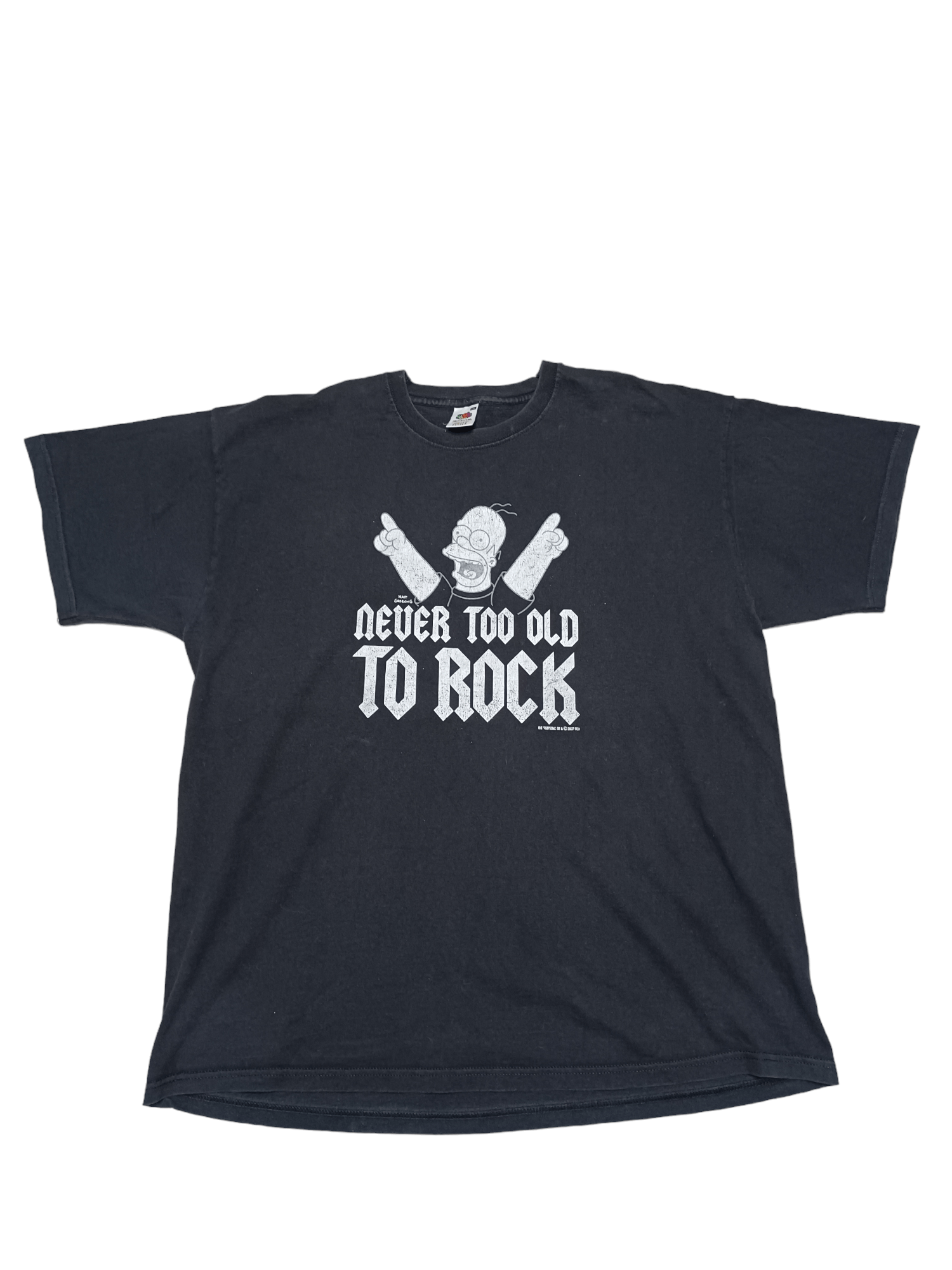 Fruit Of The Loom 2007 VINTAGE FOTL NEVER TOO OLD TO ROCK SIMPSONS HOMER TEE Size US XL / EU 56 / 4 - 1 Thumbnail
