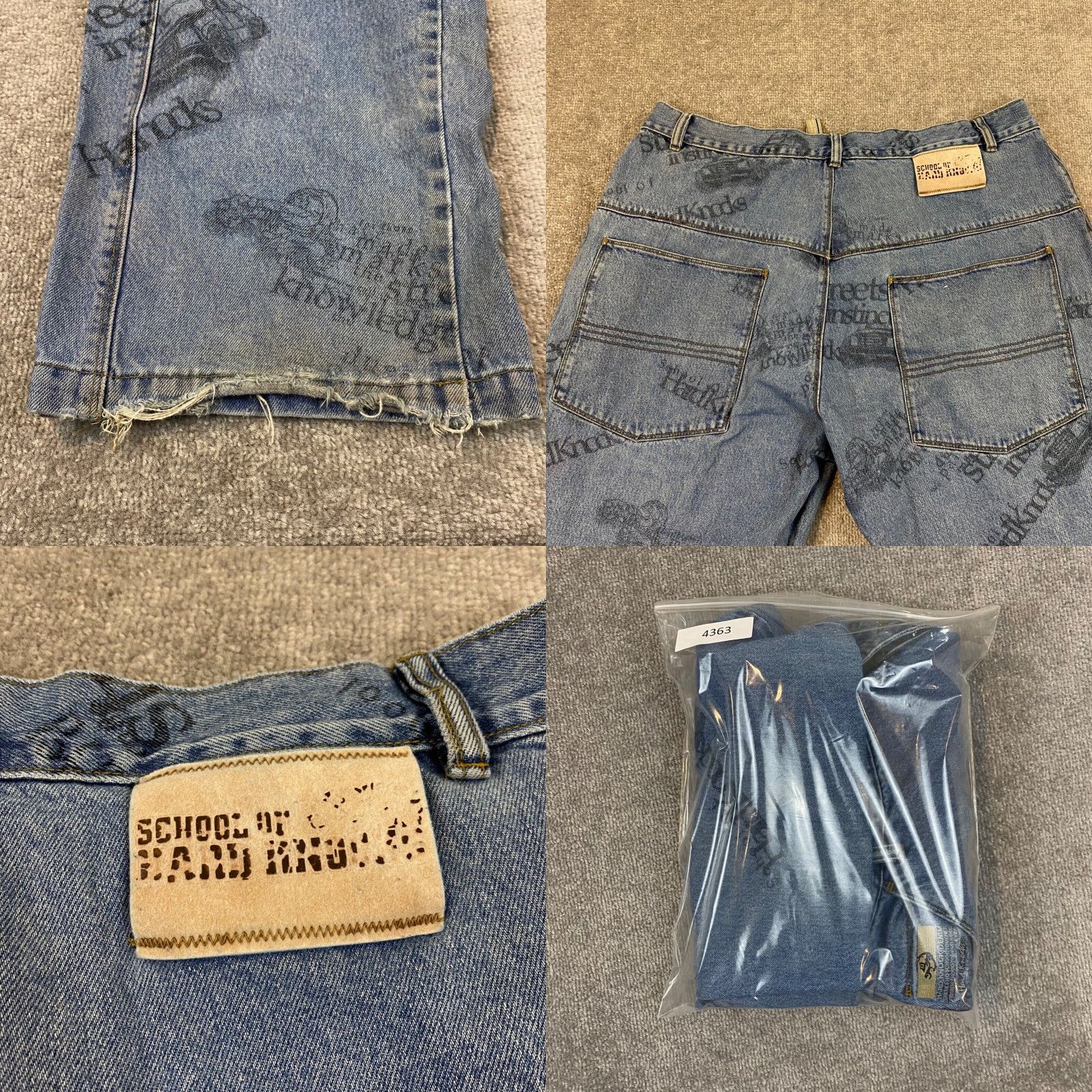 Vintage School of Hard Knocks Jeans Mens 40x32 Blue Light Wash Wide-Leg Baggy Y2K Size US 42 / EU 58 - 9 Thumbnail