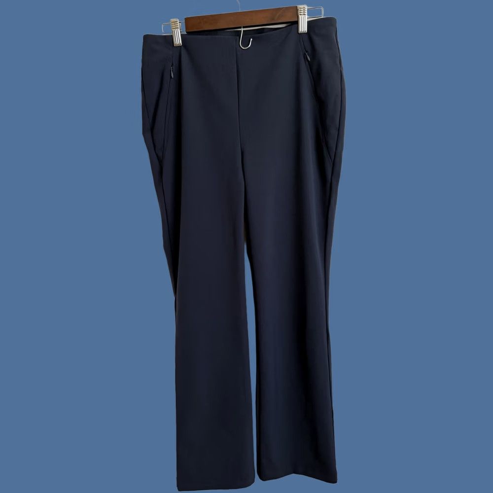 Vintage Chico's Women's Dress Pants Navy Blue Workwear Size 10 Reg Slimming Pockets Stretch Flat Front Size 32" / US 10 / IT 46 - 1 Thumbnail