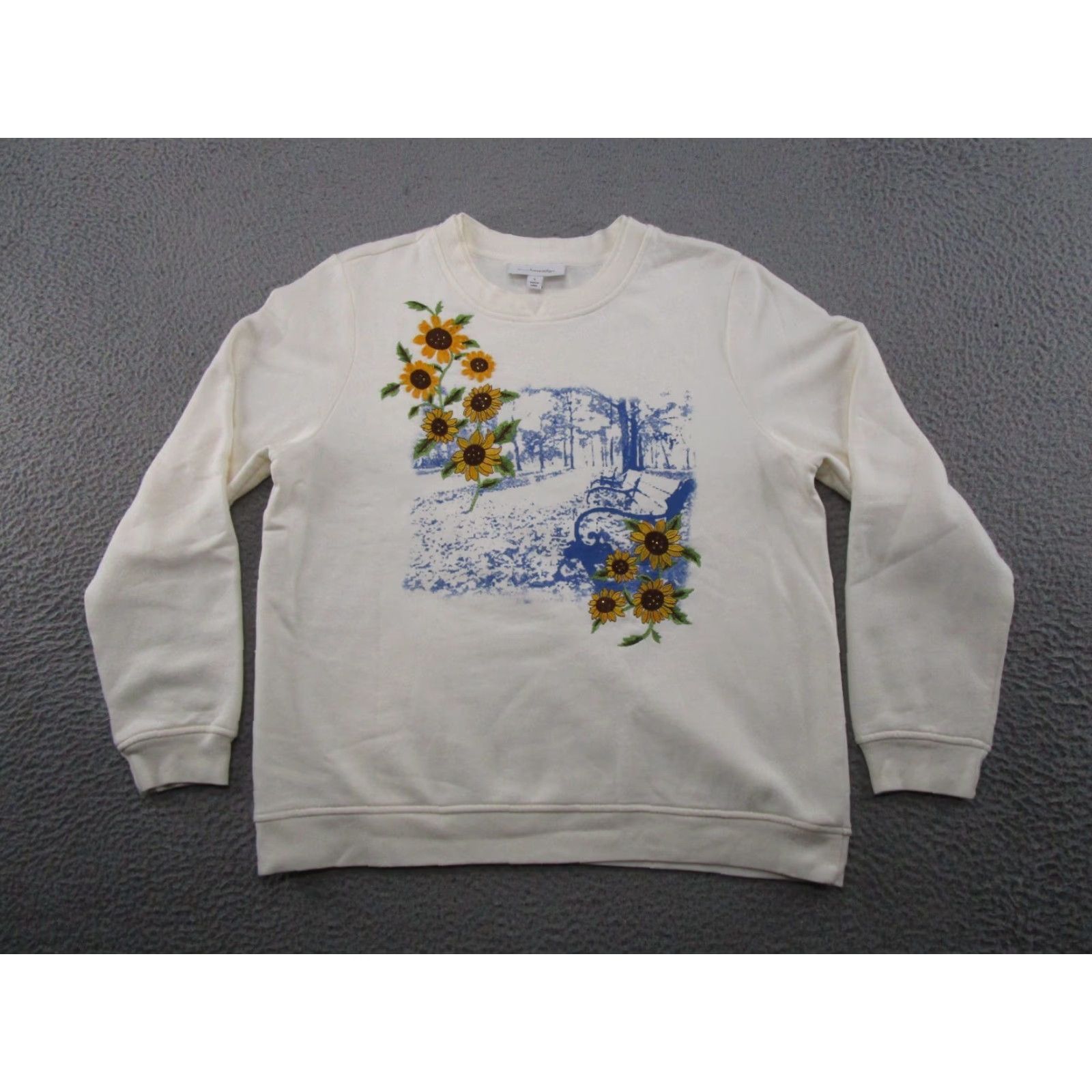 Sunflower VINTAGE Breckenridge Embroidered Sunflower Floral Pullover Sweatshirt Size L Grandma Y2K Size L / US 10 / IT 46 - 2 Thumbnail