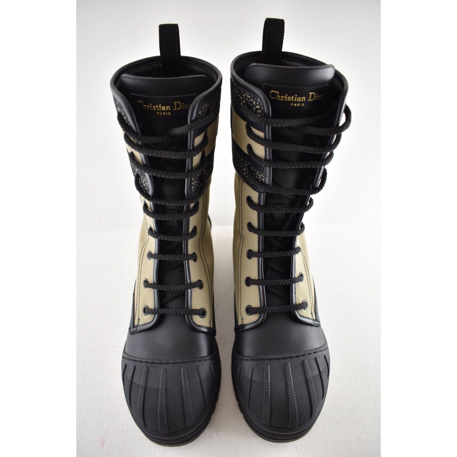 Dior Dior D-Major Black Taupe Logo Military Combat Lace Up Tie Size US 8.5 / IT 38.5 - 7 Thumbnail