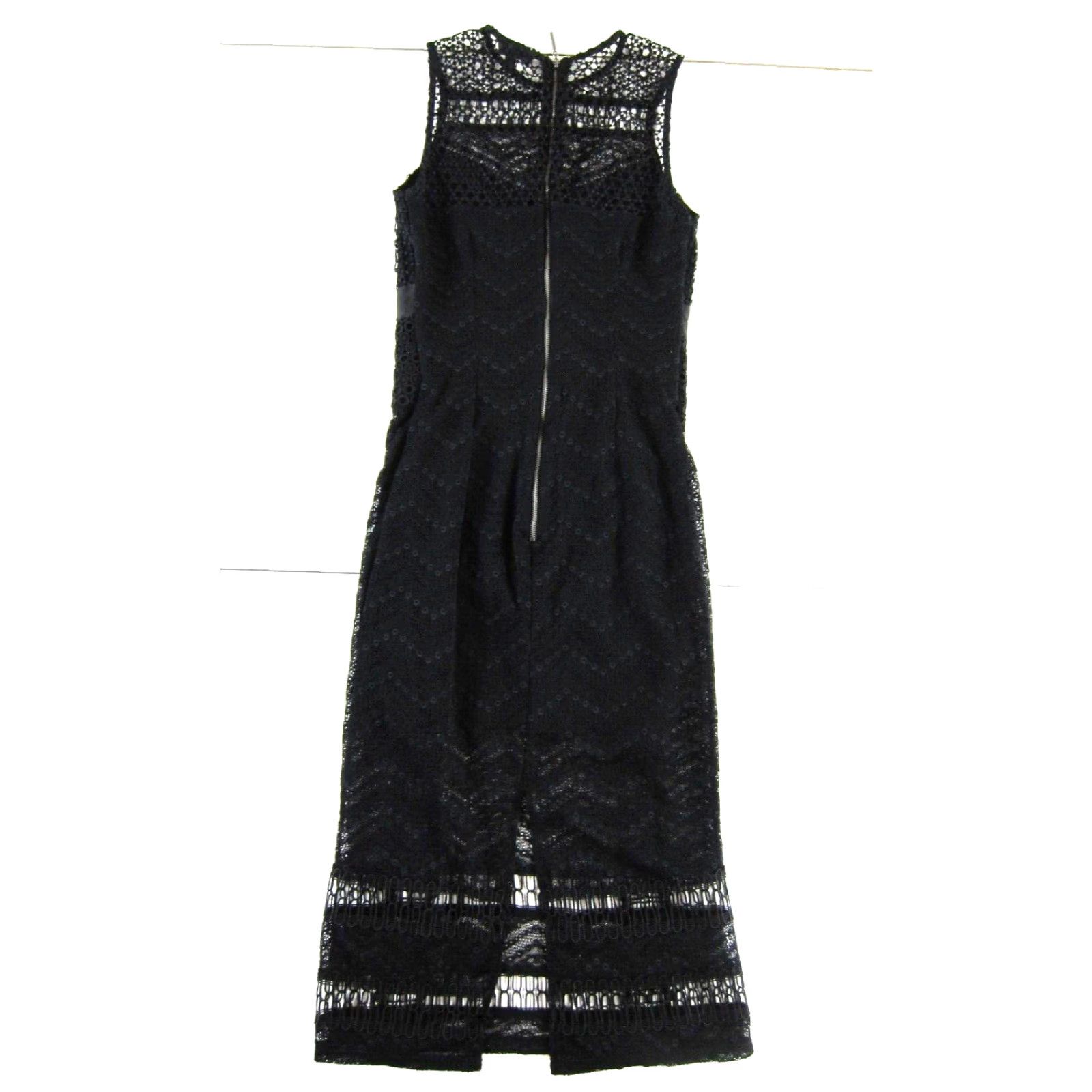 Topshop Topshop Black Crochet Lace Sleeveless Formal Work Midi Sheath Tank Dress 4 Size S / US 4 / IT 40 - 2 Thumbnail
