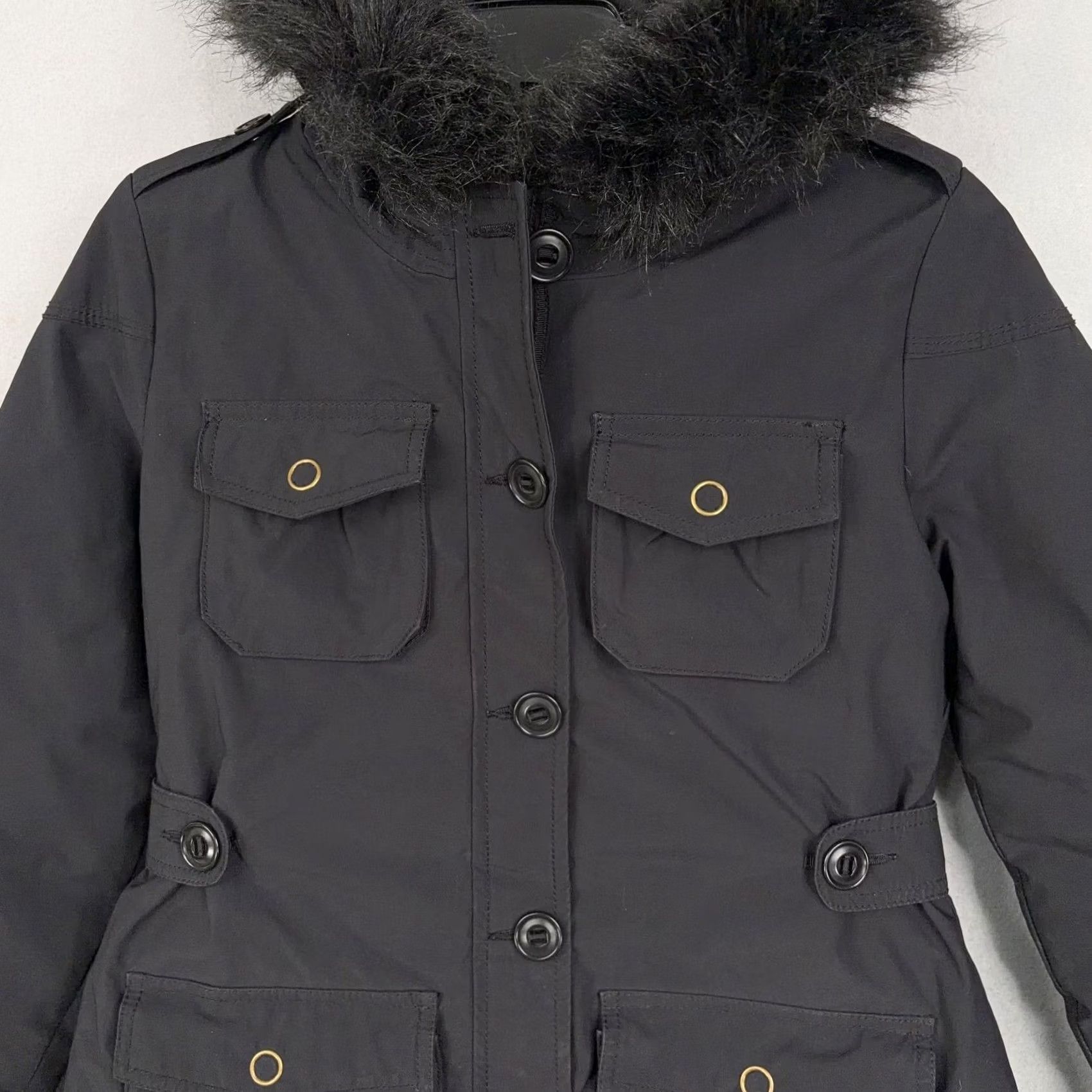 Banana Republic Banana Republic Jacket Womens Small Black Down Parka Hooded Fur Trim Coat Shirt? Size S / US 4 / IT 40 - 2 Thumbnail