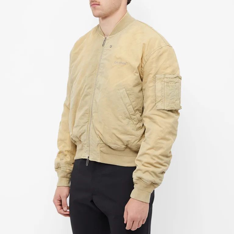 Off-White o1gr1nt1124 Diag Tab Vintage Bomber Jacket in Dark Sand Size US XL / EU 56 / 4 - 2 Thumbnail