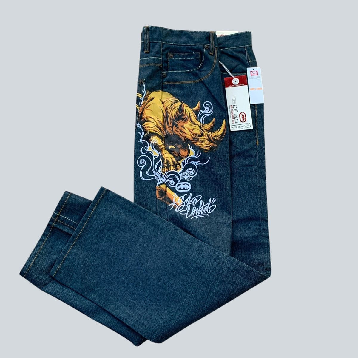 Ecko Unltd. Vintage 2000 Ecko Unltd. Rhino City Graffiti Print Baggy Fit Size US 28 / EU 44 - 1 Thumbnail